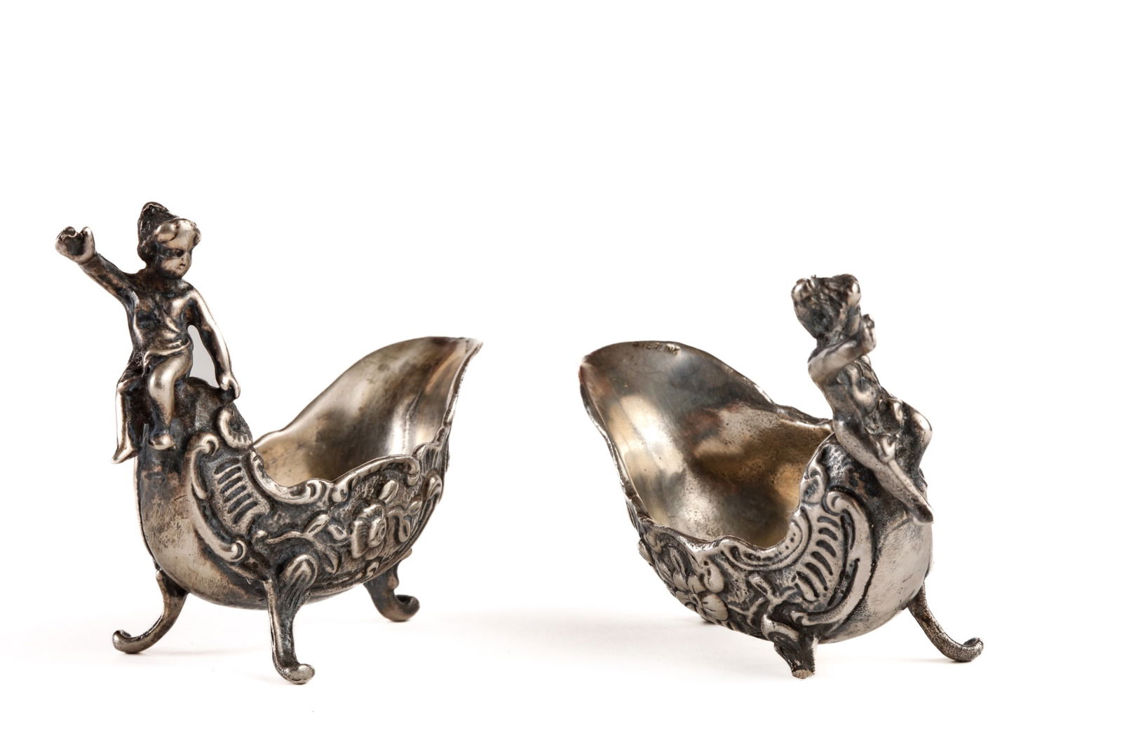 PAIR STERLING FIGURAL MASTER SALTS (1 of 10)