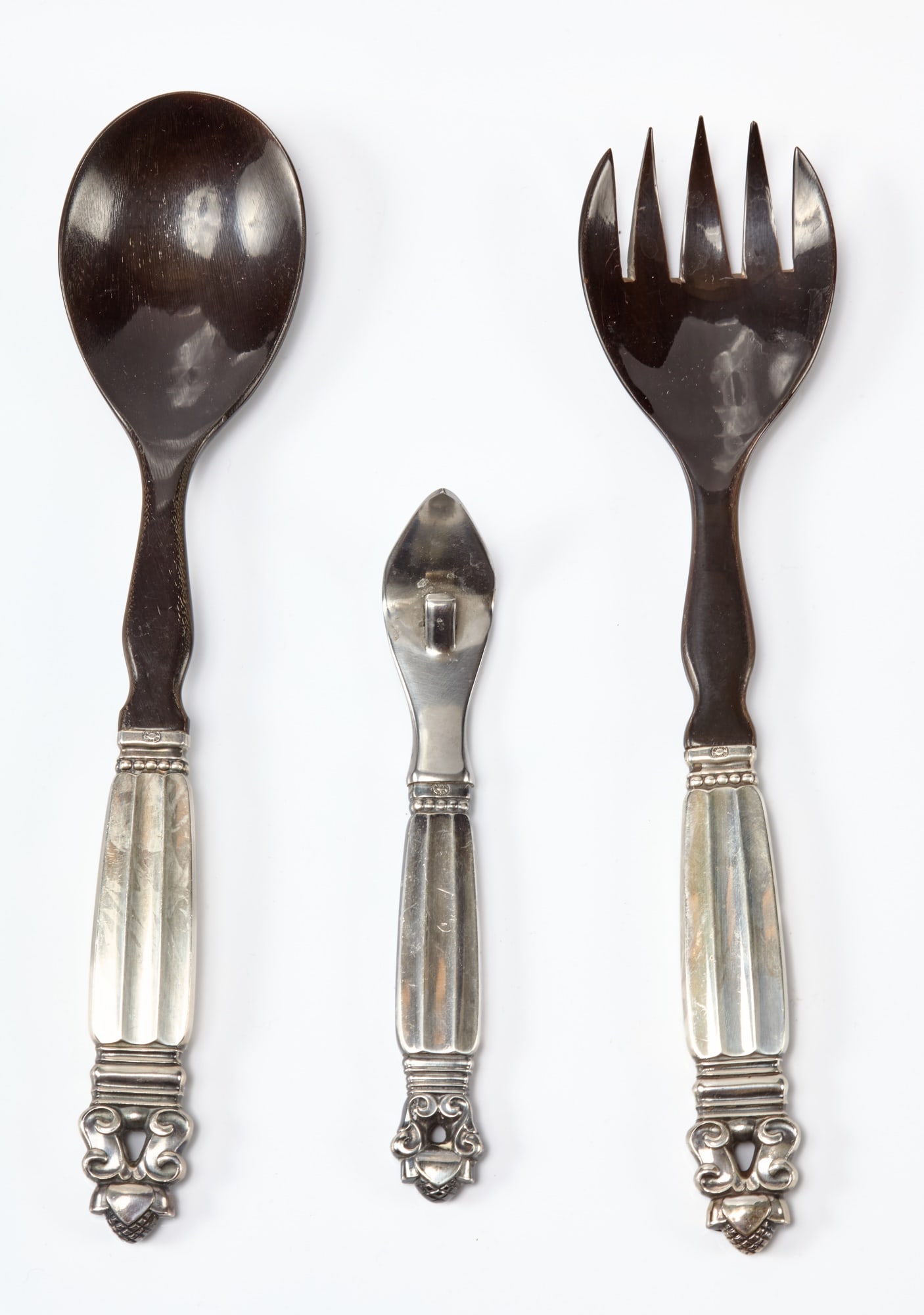 J. RODE for GEORG JENSEN STERLING & HORN SALAD SET (1 of 6)