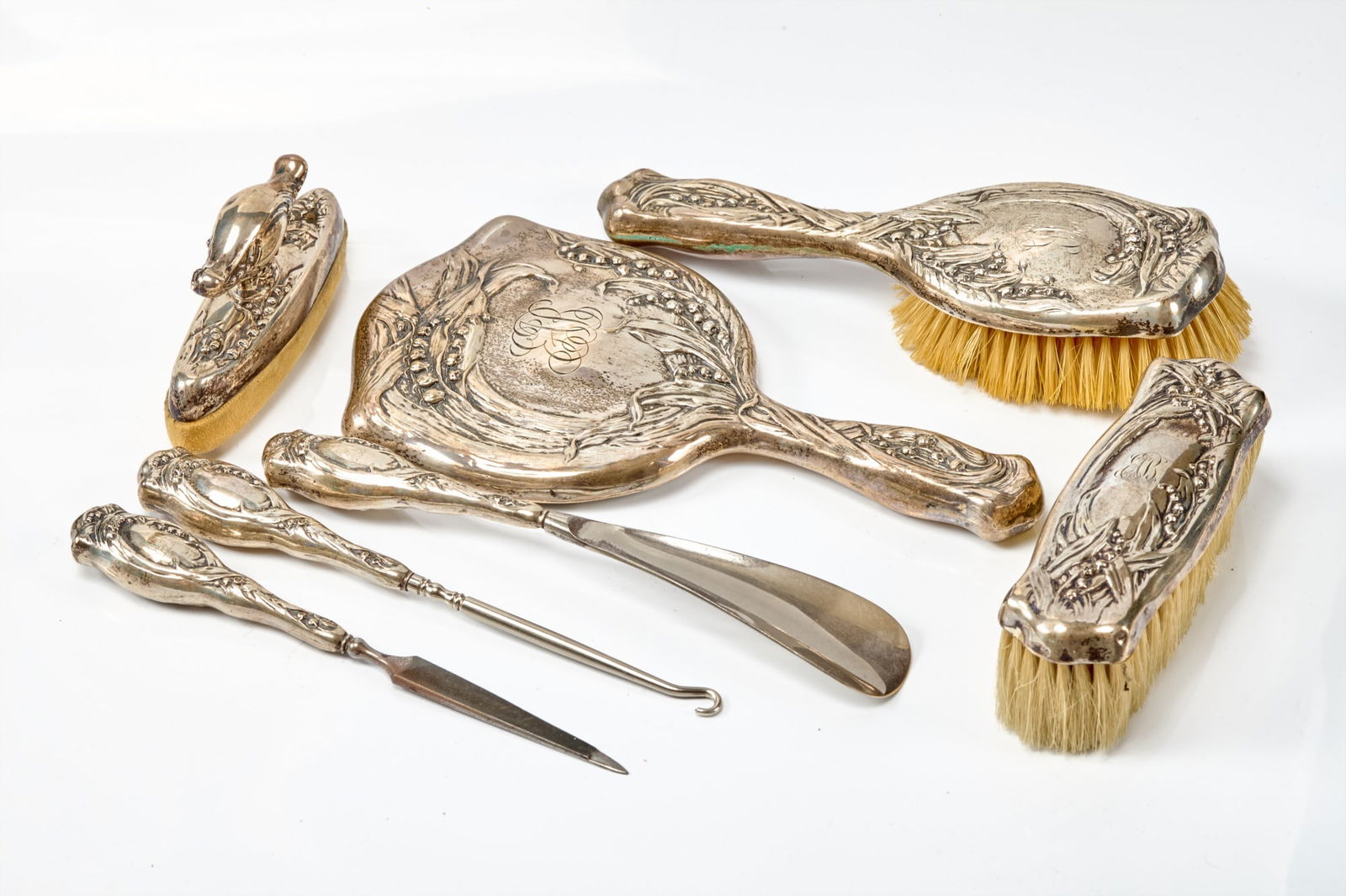 STERLING SILVER "LILY of the VALLEY" VANITY SET (1 of 10)