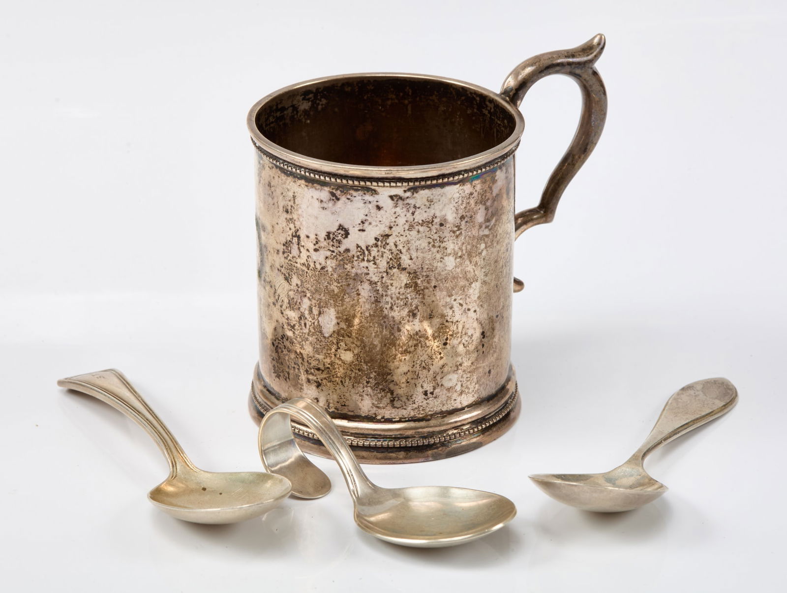 JUVENILE MUG and (3) STERLING SPOONS (1 of 11)