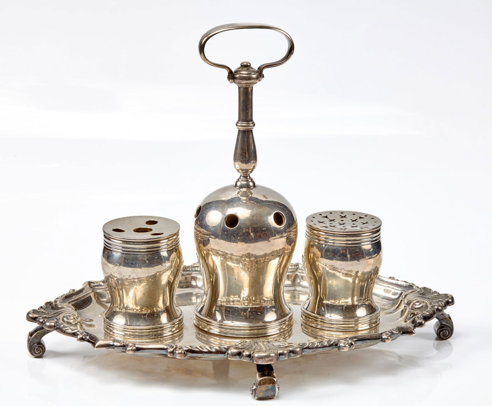 (4) PIECE CHIPPENDALE-STYLE STERLING INK STAND (1 of 10)