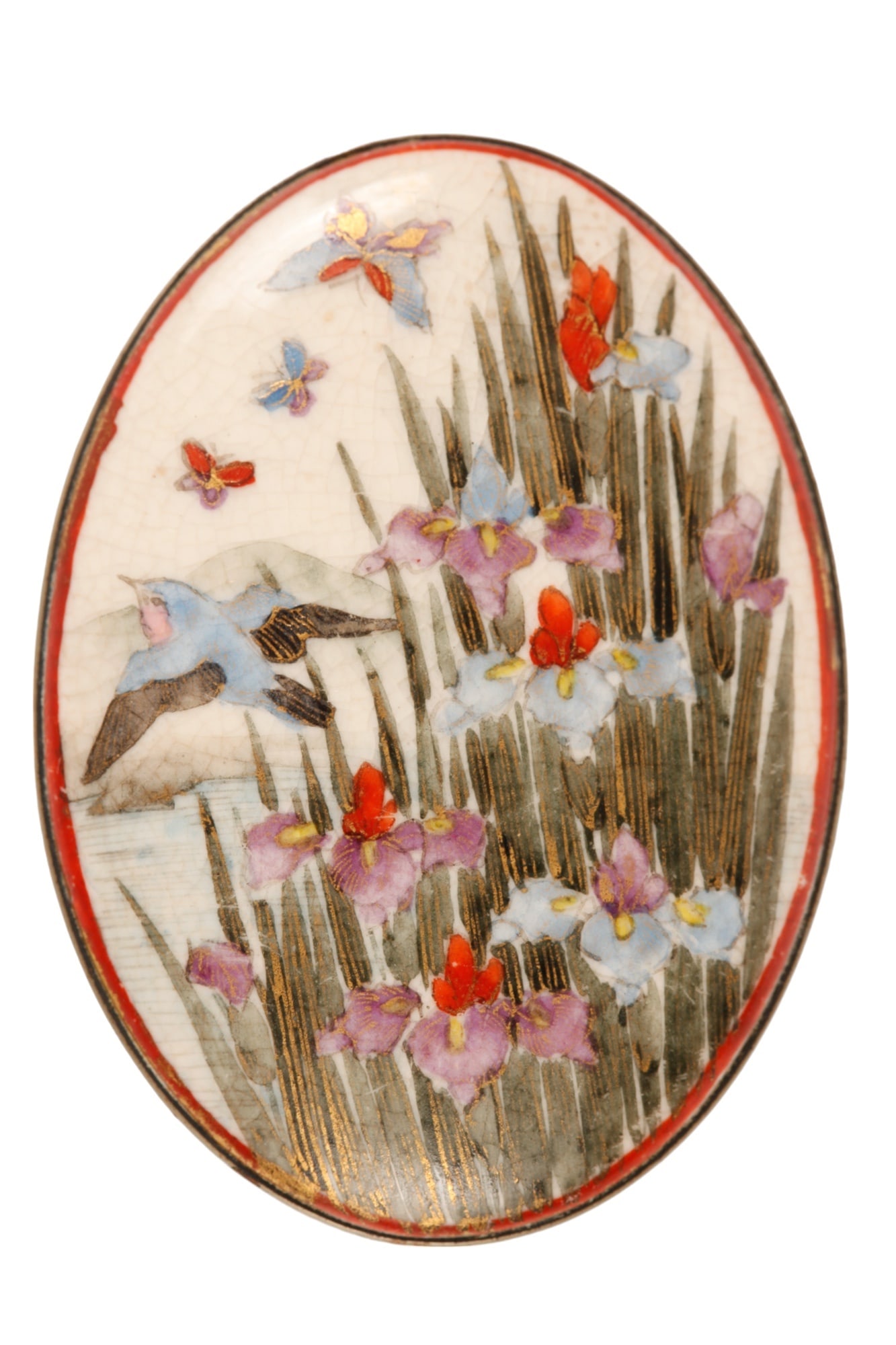 (19th/ 20th c) SATSUMA HAND PAINTED BELT BUCKLE (1 of 10)