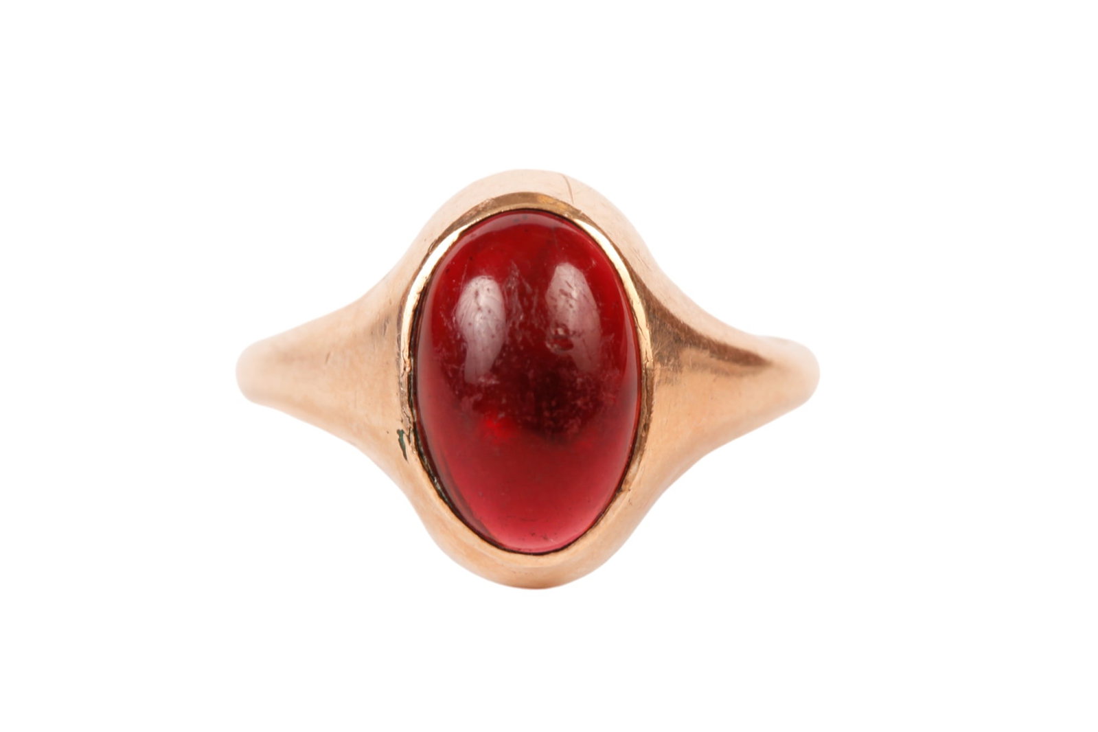 14k ROSE GOLD RING SET with a SEMI-PRECIOUS STONE: Makers mark with a crescent symbol followed by an R. 2.2dwt