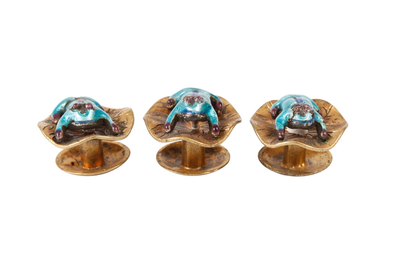 ASIAN ENAMELED BRONZE STUD SET (1 of 7)