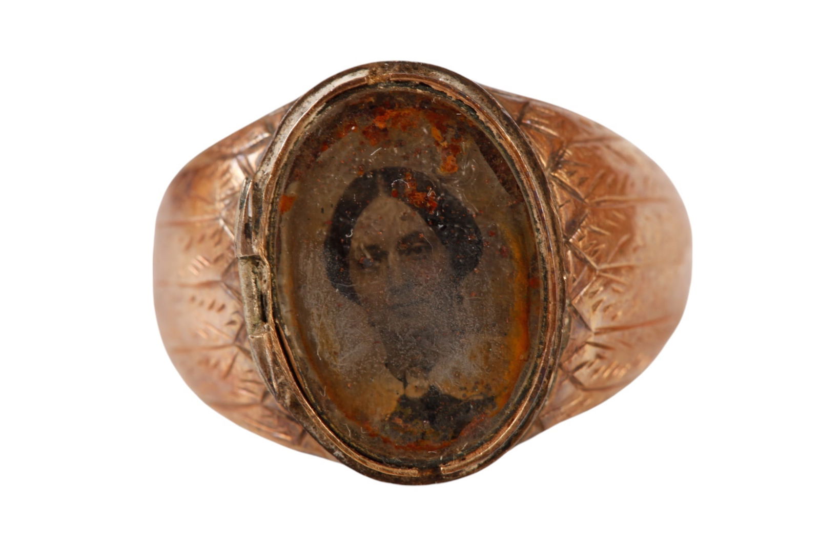 14k GOLD MOURNING RING SET with TIN TYPE (1 of 12)