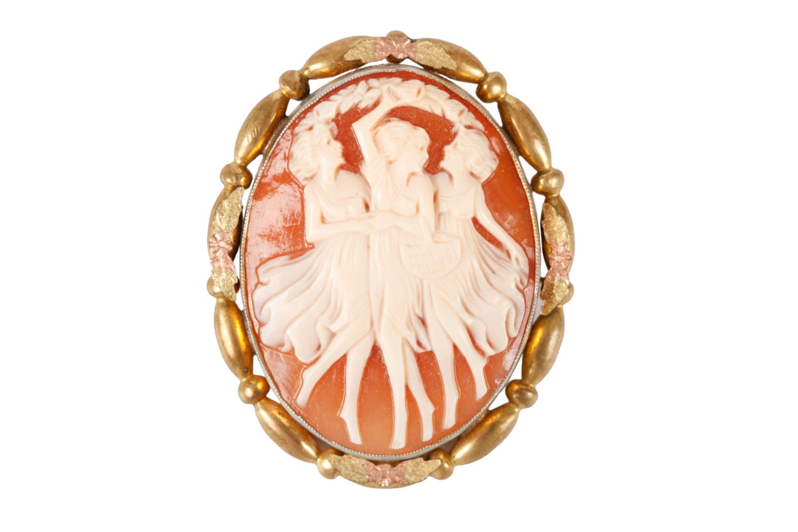 VICTORIAN GOLD FILLED SHELL CAMEO BROOCH (1 of 8)
