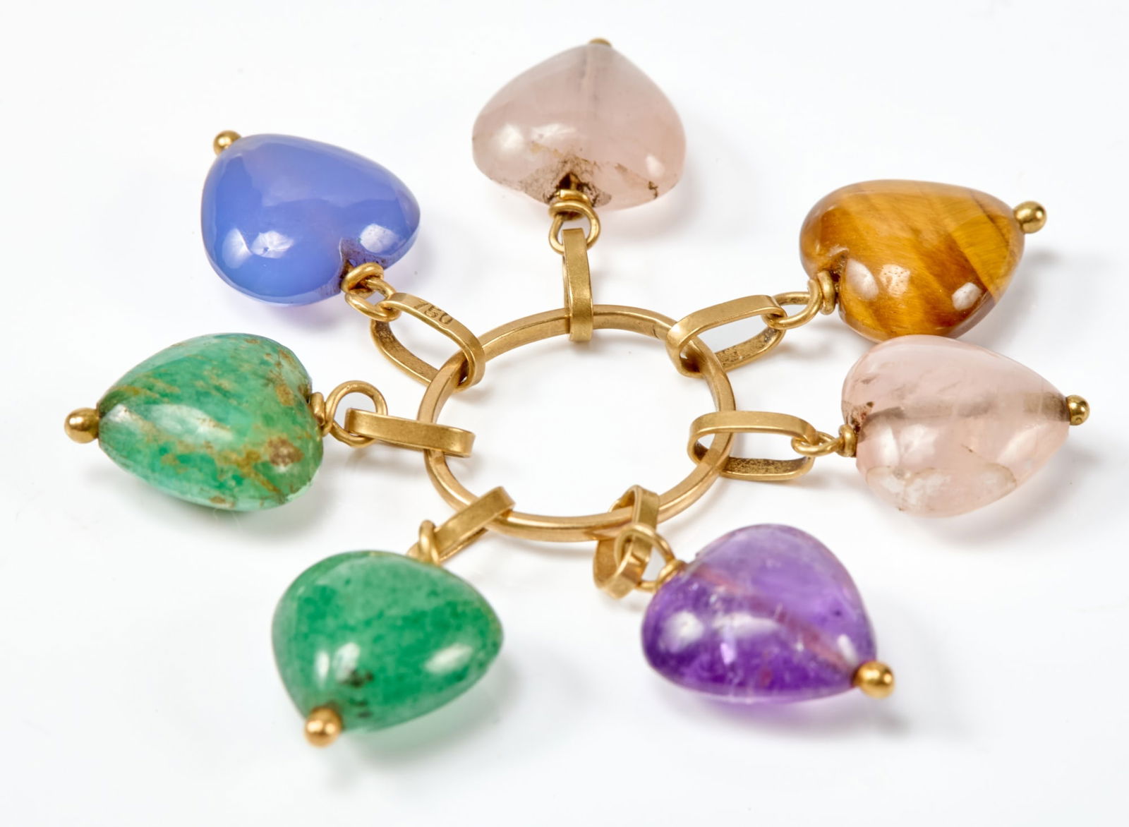 18K GOLD CHARM PENDENT w (7) SEMI PRECIOUS STONES (1 of 4)