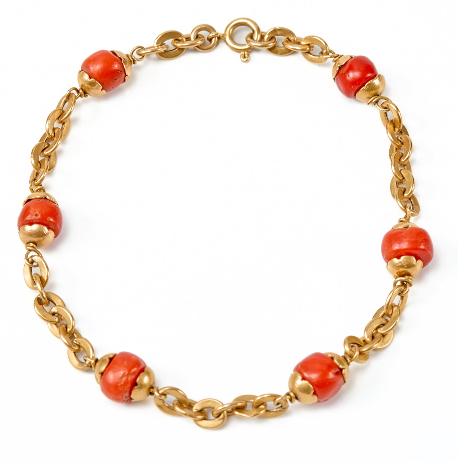 FINELY CRAFTED 18K GOLD & CORAL BRACELET (1 of 5)