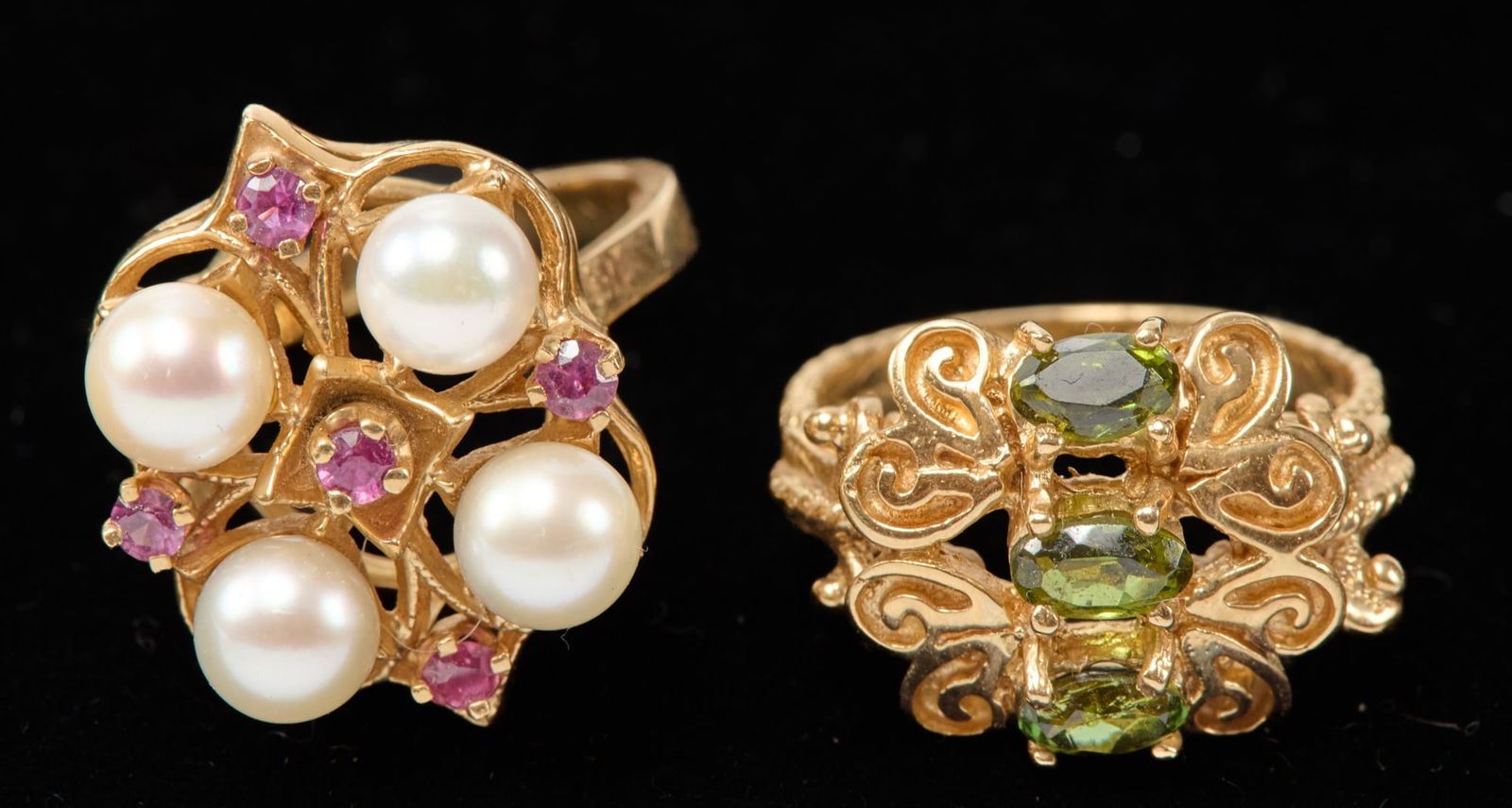 (2) 14k GOLD RINGS set with SEMI-PRECIOUS STONES (1 of 6)
