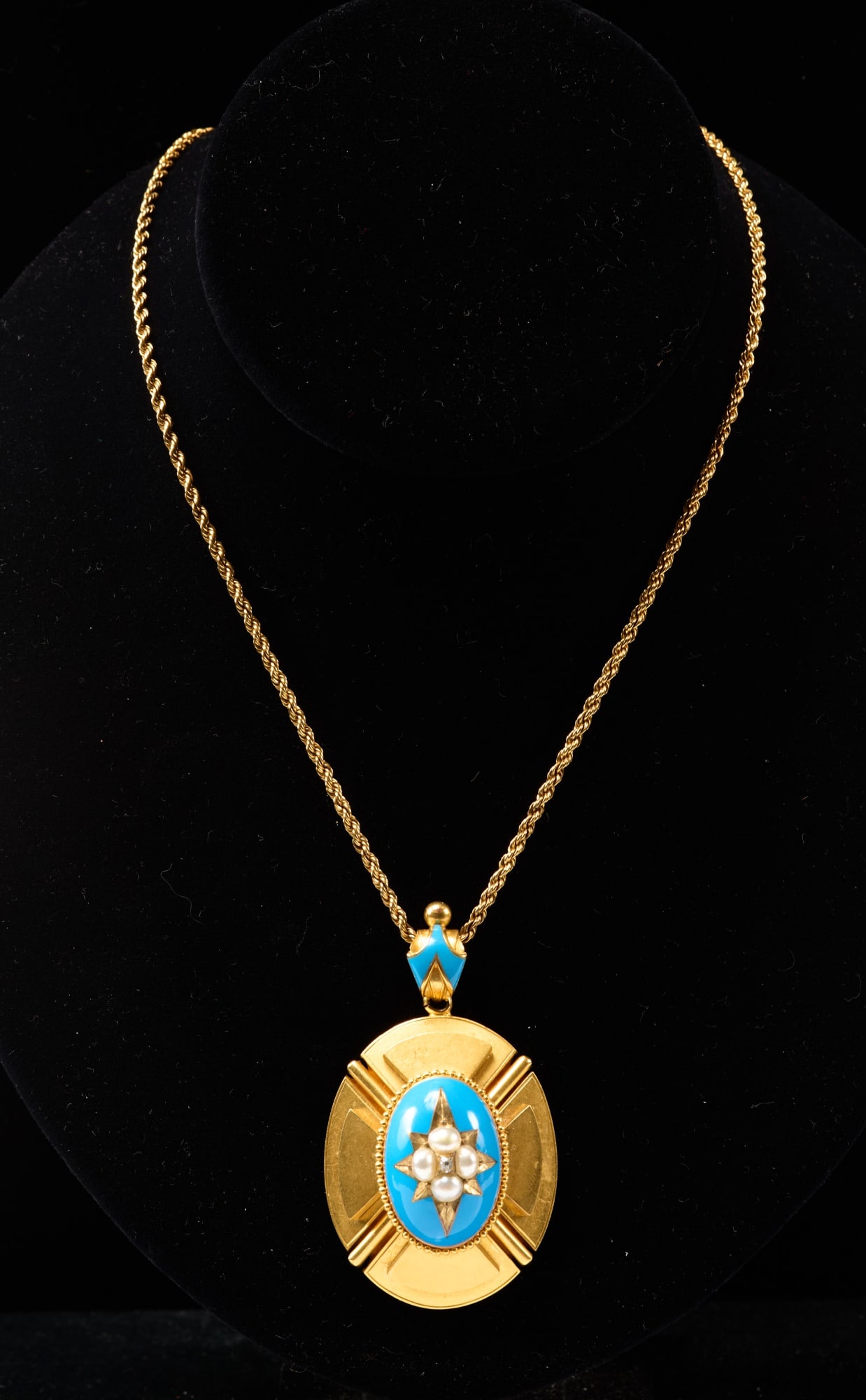 VICTORIAN 14k GOLD, PEARL, & DIAMOND LOCKET (1 of 4)