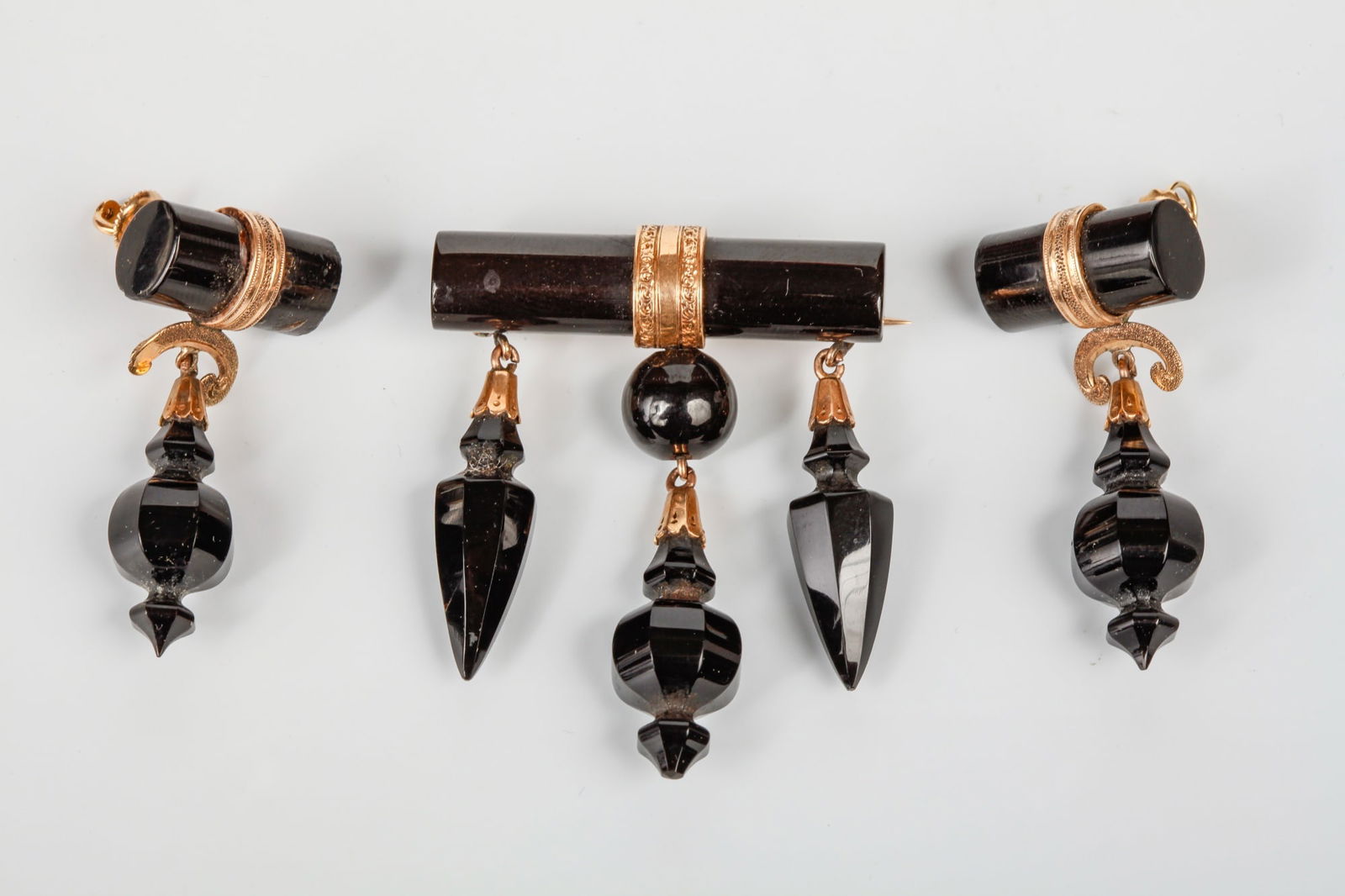 AESTHETIC MOVEMENT 14k GOLD BROOCH & EARRING SET (1 of 7)