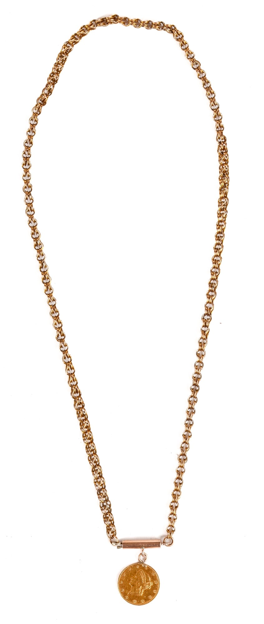 1849 US $1 GOLD PIECE PENDANT on a 14k GOLD CHAIN (1 of 6)