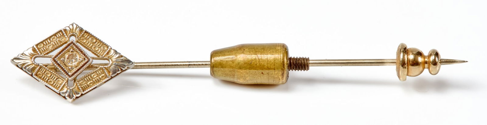 BELAIS ART DECO 18k WHITE GOLD & DIAMOND STICK PIN (1 of 8)