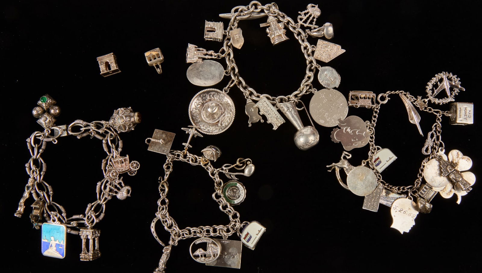 (4) SILVER CHARM BRACELETS (1 of 8)