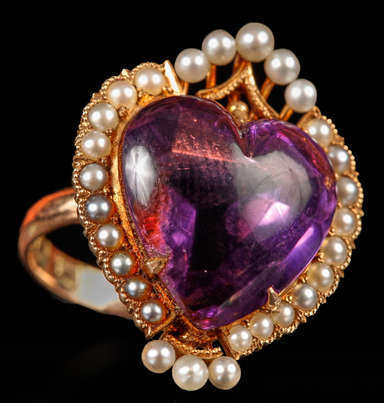 14k GOLD RING set with HEART SHAPED AMETHYST (1 of 8)