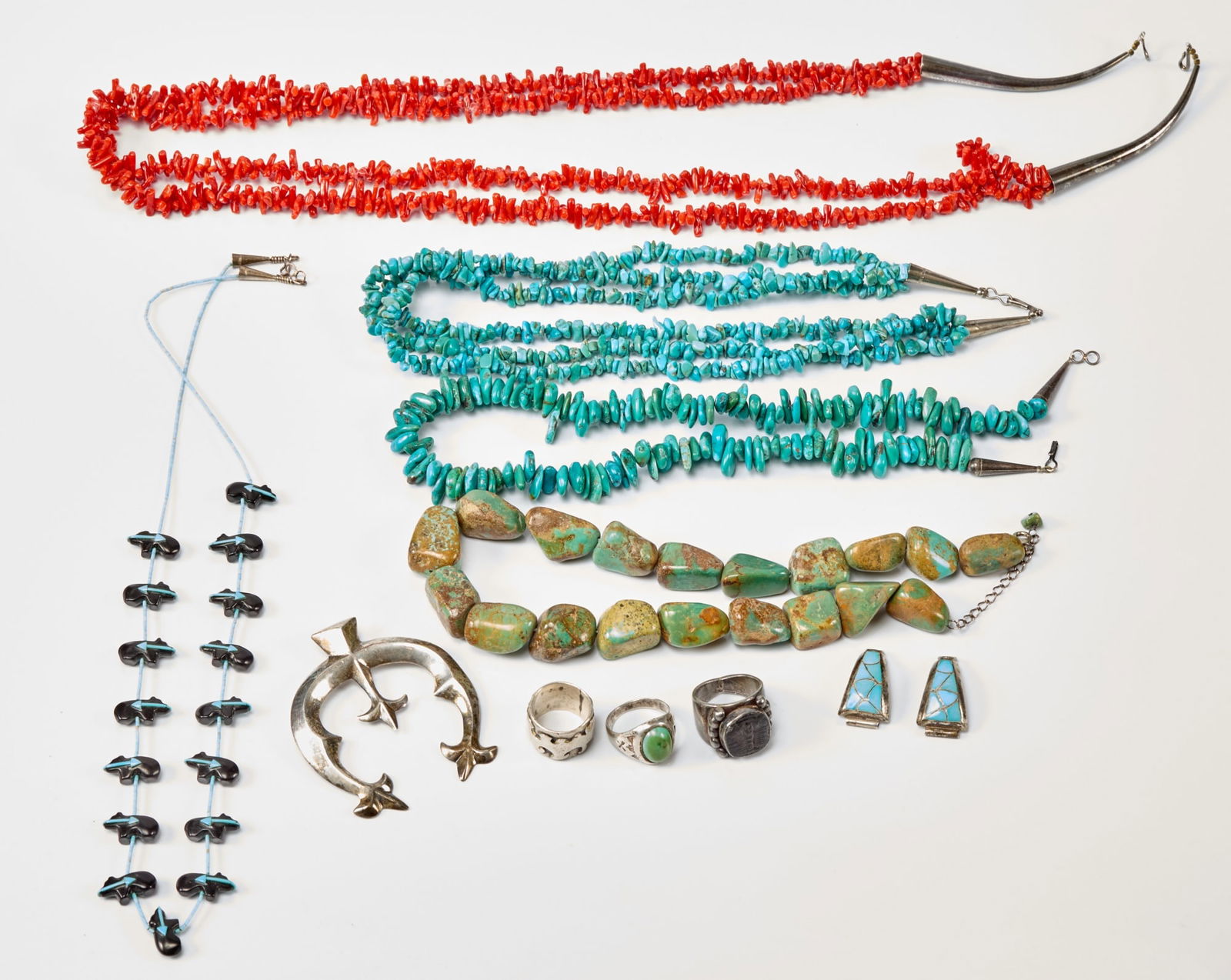 GROUPING of CORAL and NATIVE AMERICAN JEWELRY (1 of 13)