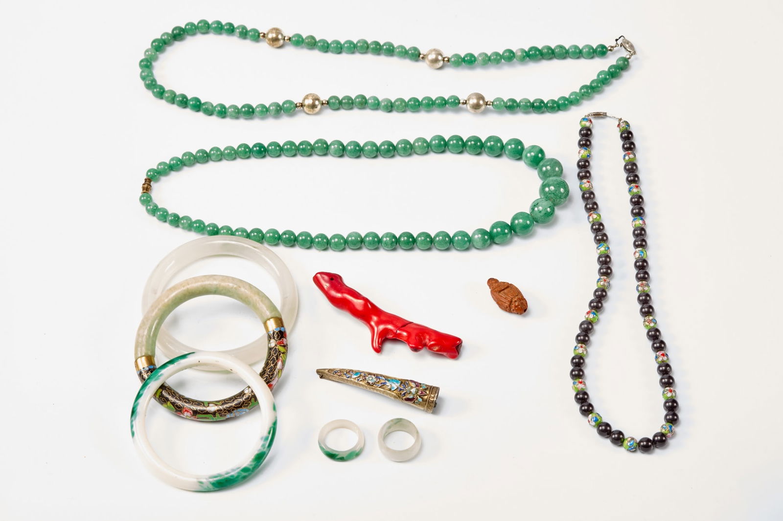GROUPING of ASIAN JEWELRY INCLUDING JADE & CORAL (1 of 14)
