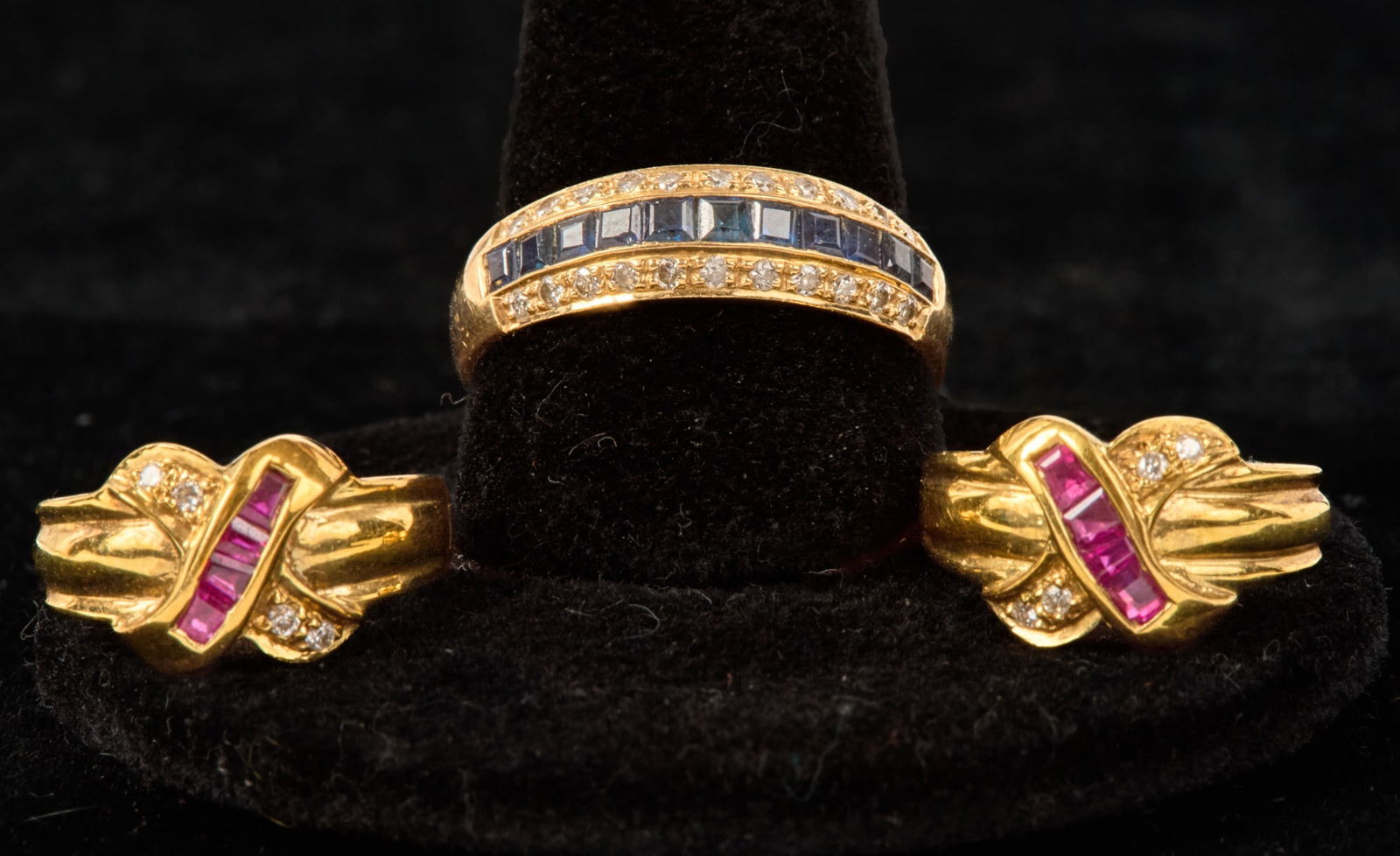 PAIR of 18k GOLD EARRINGS & 14K GOLD RING (1 of 7)