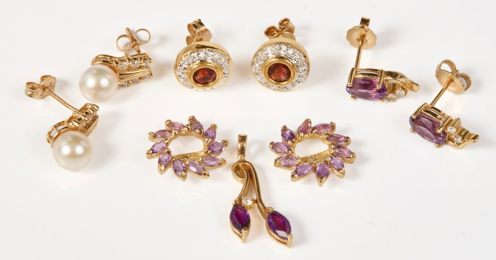 PAIR of 18k GOLD EARRINGS and (3) 14k GOLD (1 of 9)