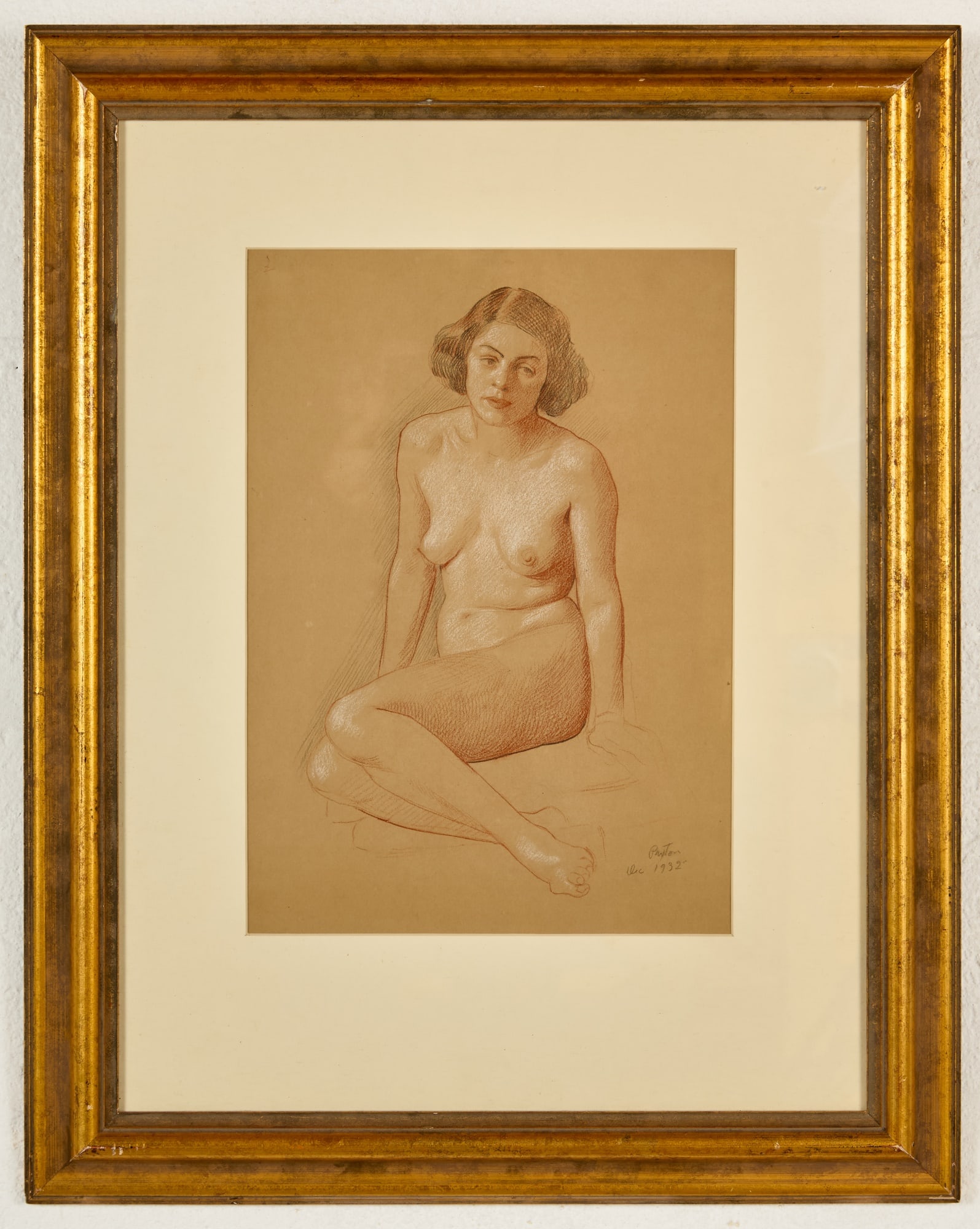 WIILLIAM McGREGOR PAXTON (1869-1941): Nude in Thought Color pencil 14 x 10 inches. Provenance: Vose Gallery Artist Background: William Paxton became a prominent late 19th, early 20th-century figurepainter, especially noted for female subj