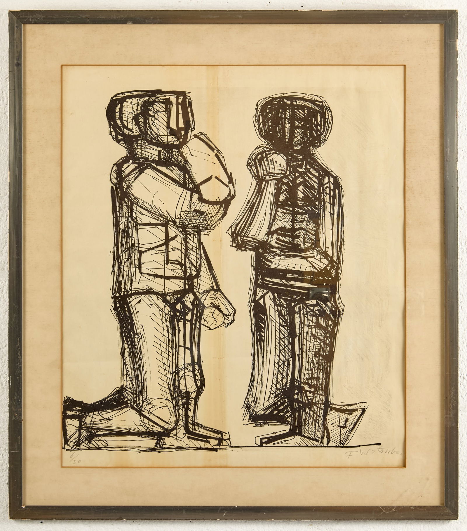 FRITZ WOTRUBA (1907-1975): Two Figures Lithograph 6/30. 24 x 20 inches Artist Background: Fritz Wotruba was an Austrian sculptor of Czecho-Hungarian descent. He was considered one of the most notable sculptors ofthe 20th centur