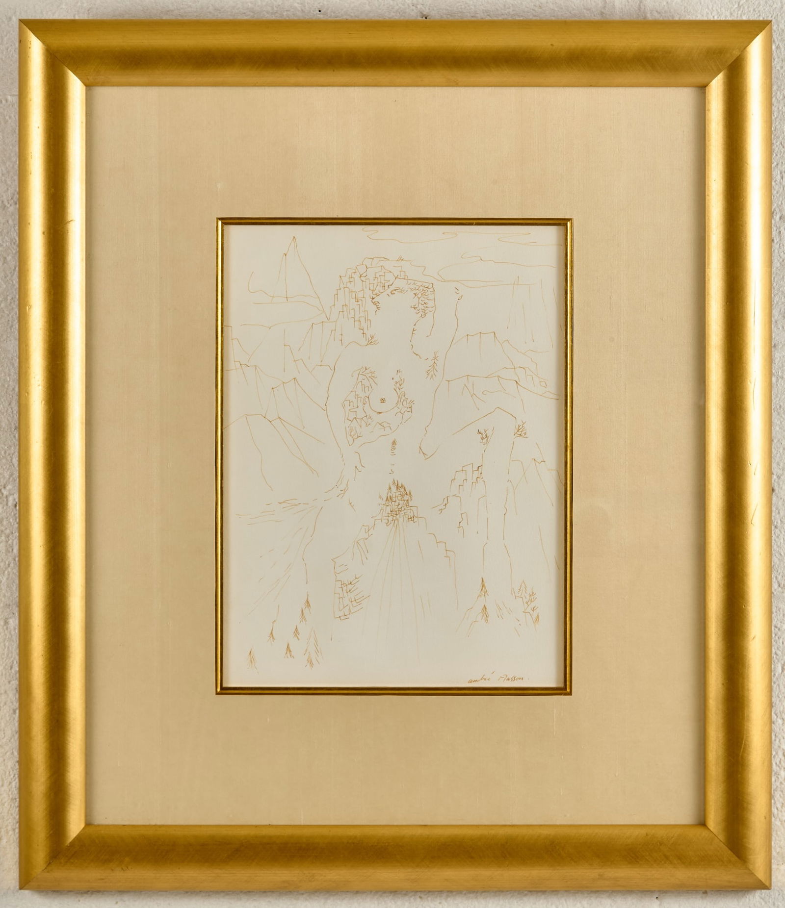 ANDRE MASSON (1896-1987): Nude Pen and ink 14 x 10 inches Artist Background: Andre Masson was born in Balagne, France on January 4,1896. He was an engraver, sculptor, stage designer and writer; hewas one of the leading figures