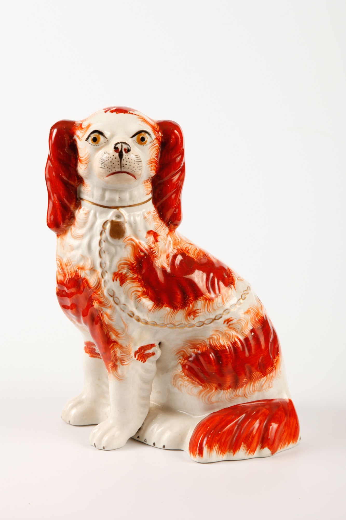(19th c) STAFFORDSHIRE SPANIEL highlighted in GOLD (1 of 11)