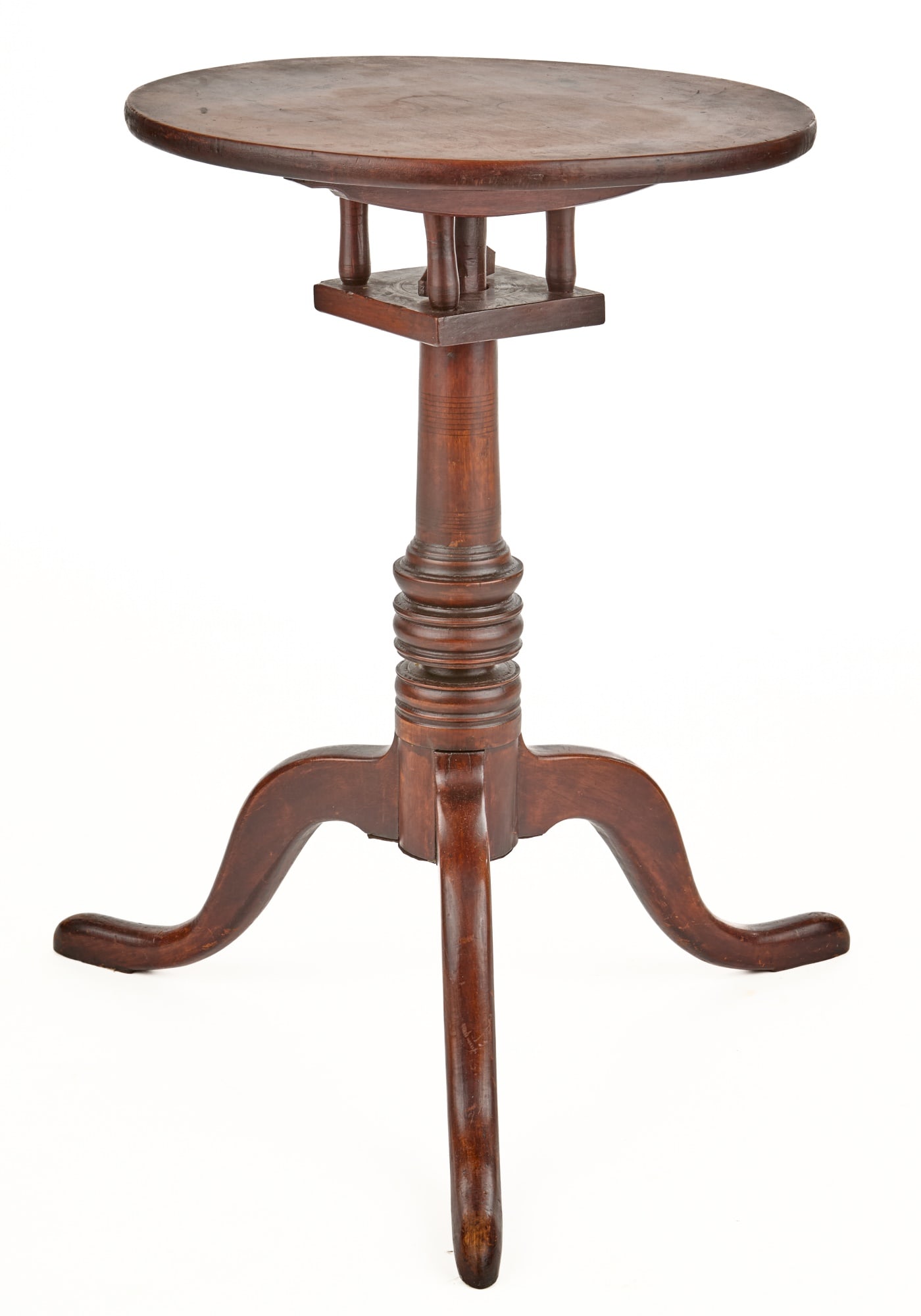 (19th c) MAHOGANY BIRD CAGE CANDLE STAND (1 of 9)