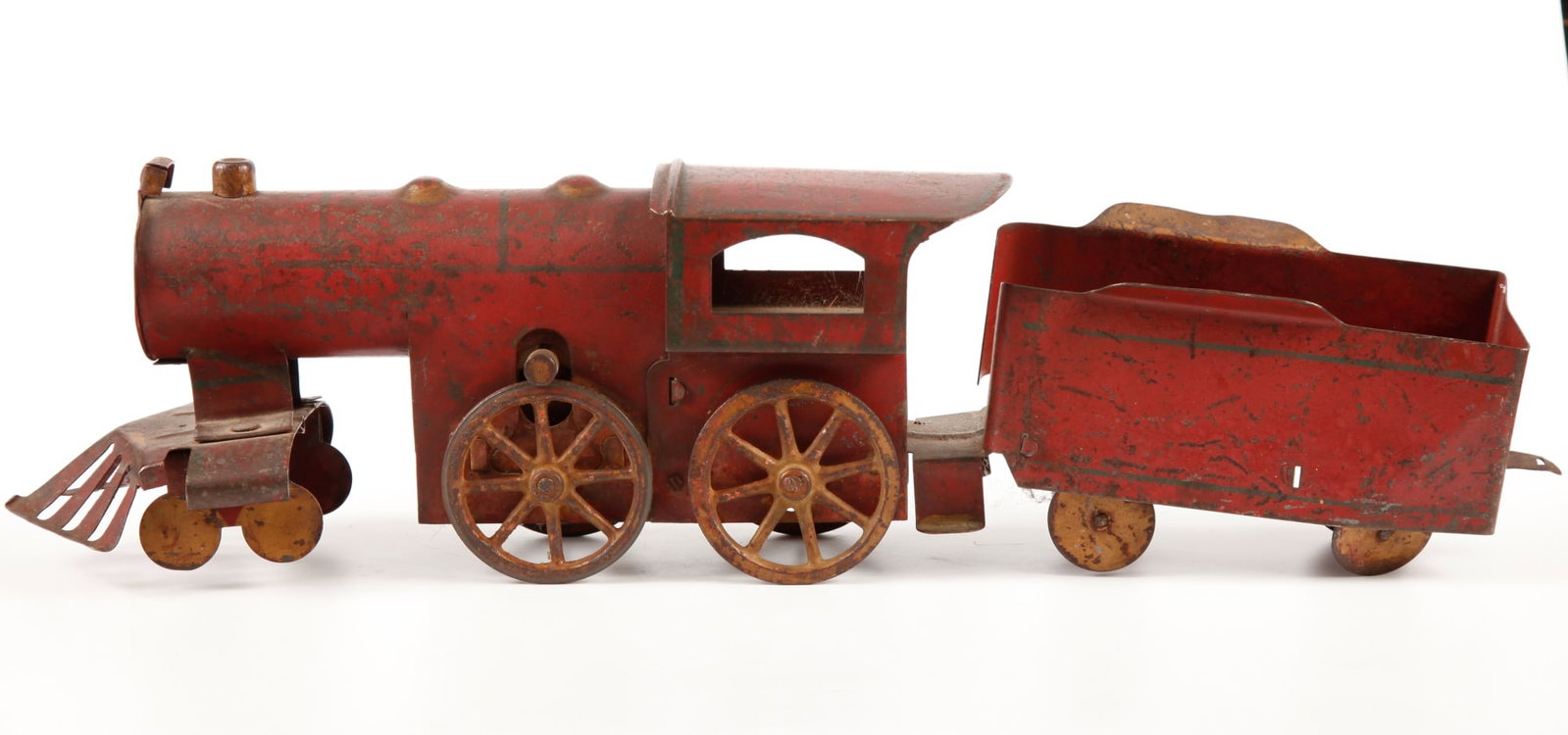 ANTIQUE HILL-CLIMBING LOCOMOTIVE & COAL TENDER: 5 x x18 inches.
