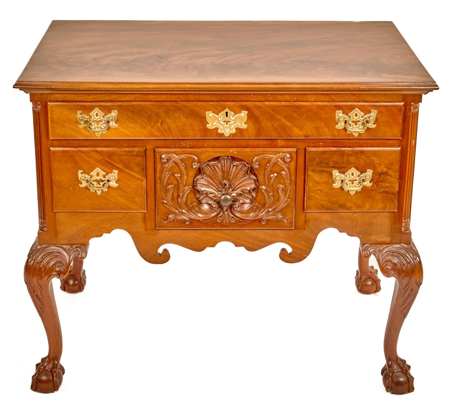 CUSTOM CHIPPENDALE FLAME MAHOGANY LOWBOY (1 of 8)