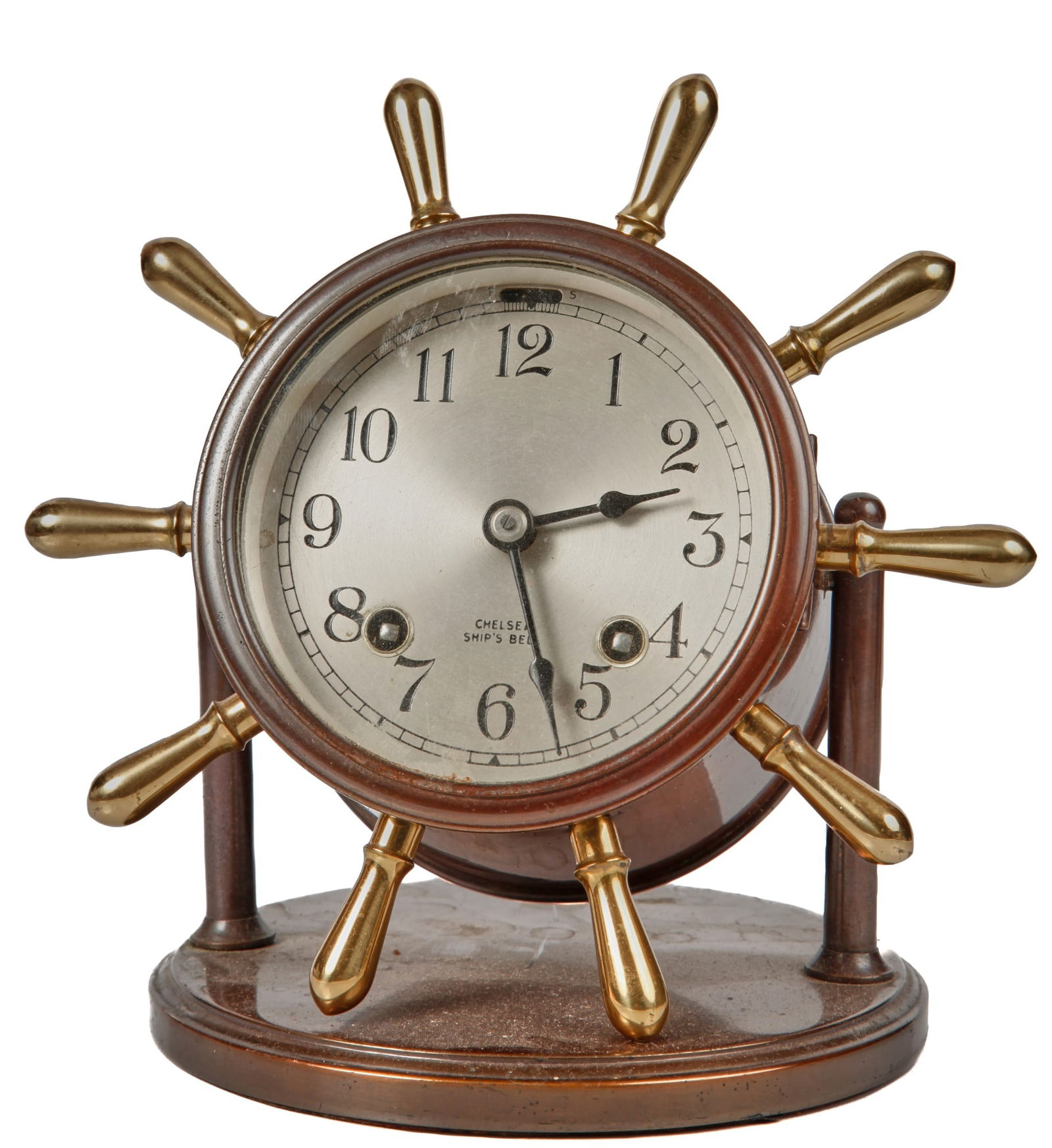 BRONZE HELM FORM CHELSEA SHIPS BELL CLOCK (1 of 6)