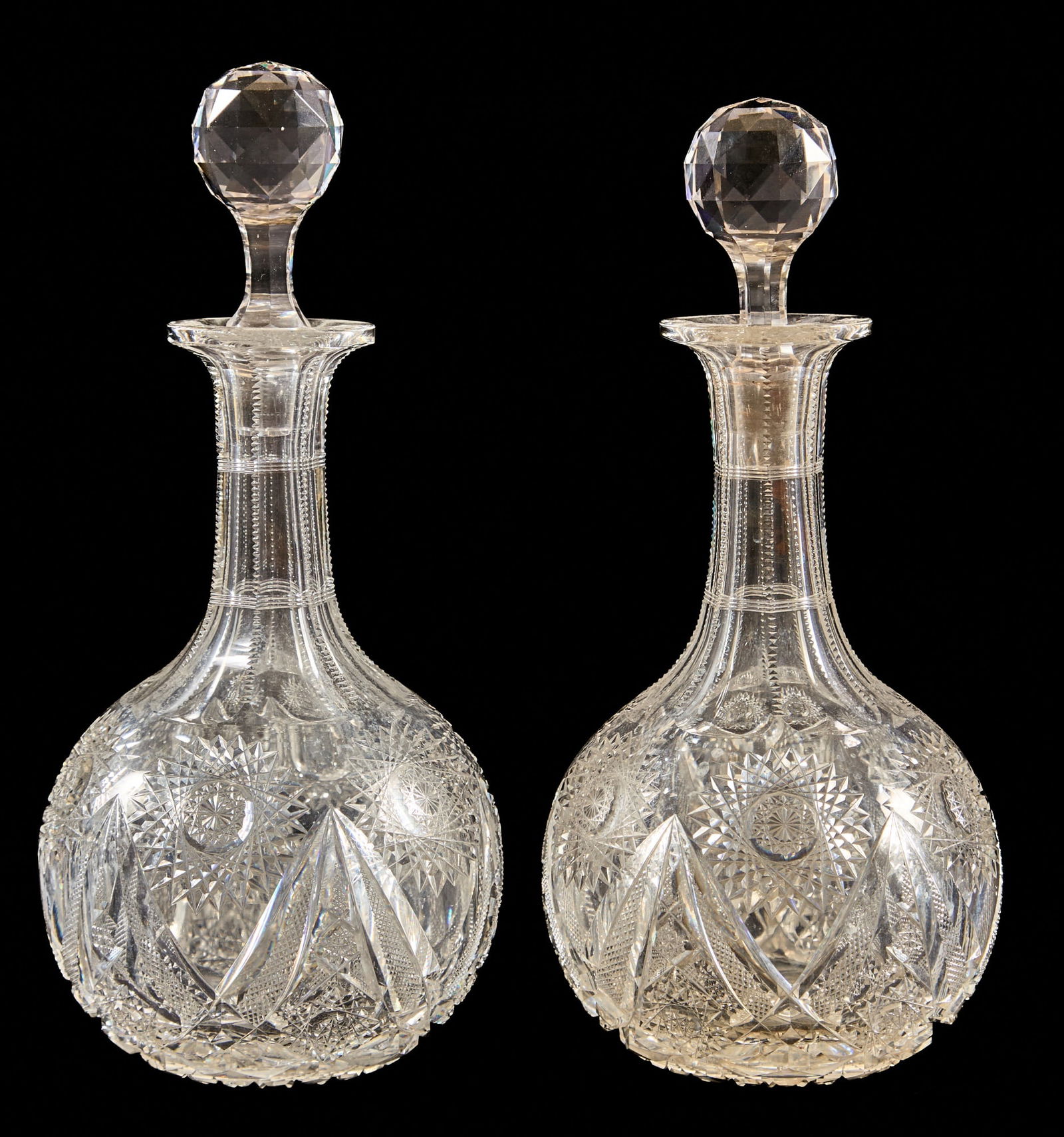 PAIR of HAWKES QUALITY CUT CRYSTAL DECANTERS (1 of 5)