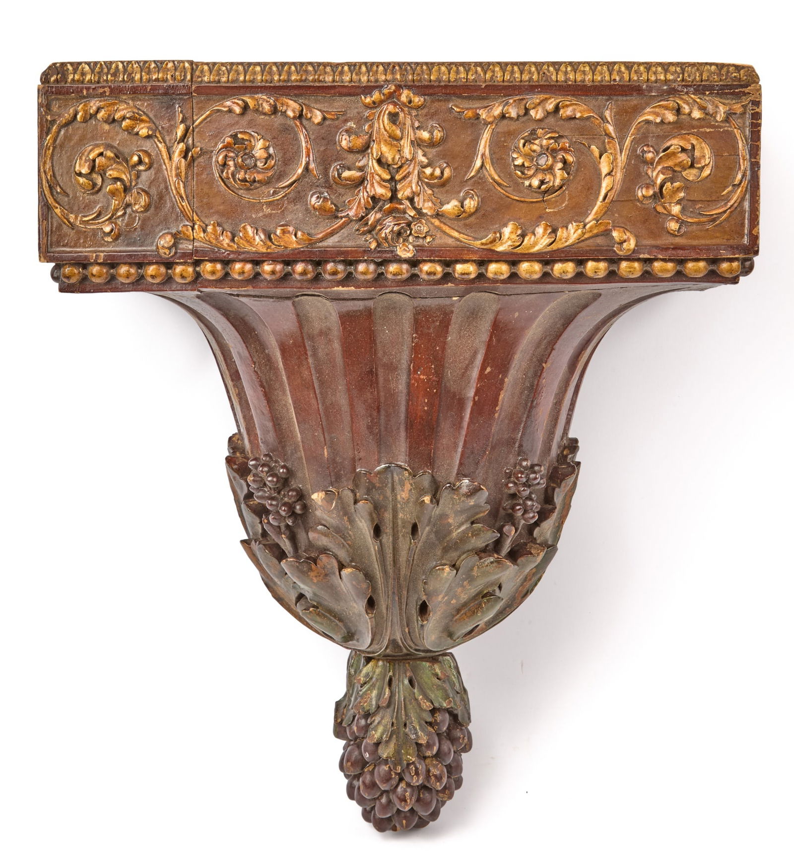 (19th c) CONTINENTAL CARVED & PAINTED WALL BRACKET (1 of 7)