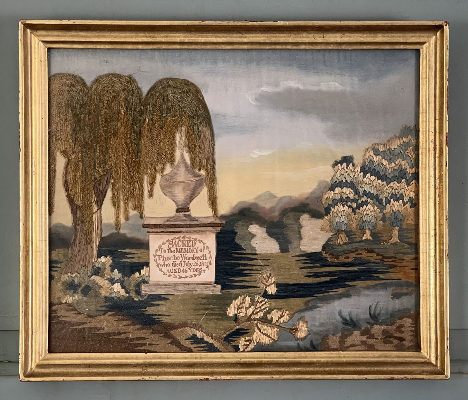 PHOEBE WARDWELL 1805 SILK NEEDLEWORK MEMENTO MORI (1 of 8)