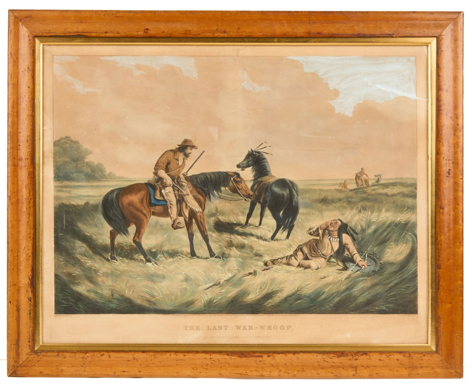 1856 N CURRIER CHROMOLITHOGRAPH THE LAST WAR WHOOP (1 of 8)