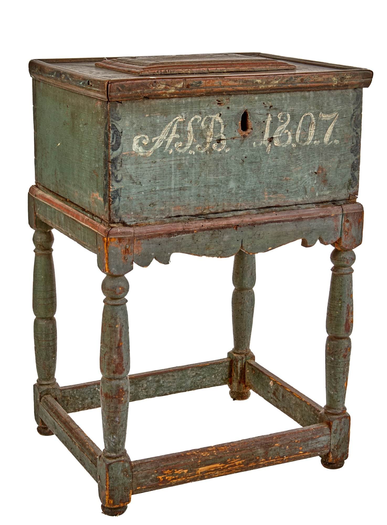 1807 PAINTED SPIRITS CHEST on FRAME (1 of 8)