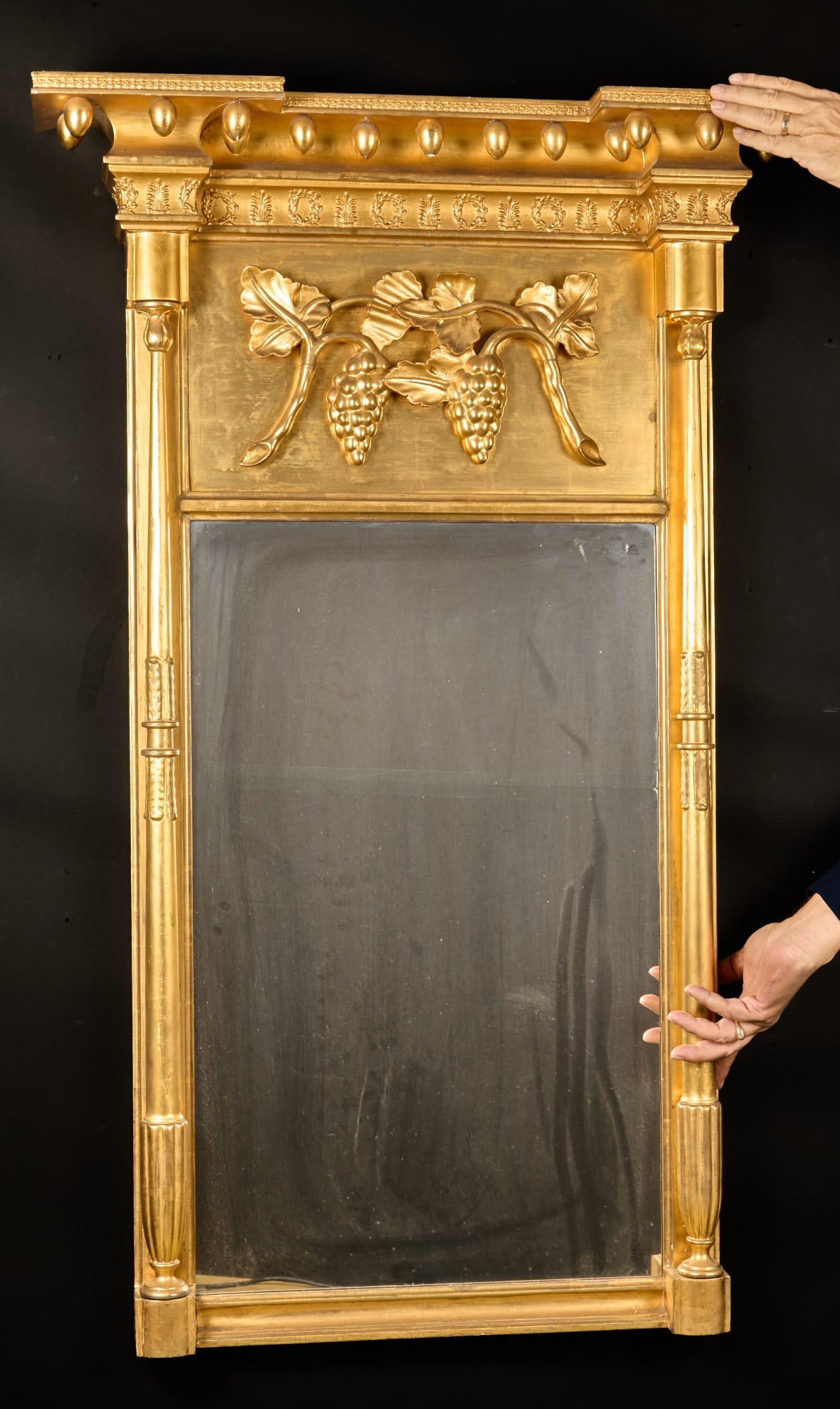 OVERSIZED (19th c) GILT SPLIT COLUMN MIRROR (1 of 6)