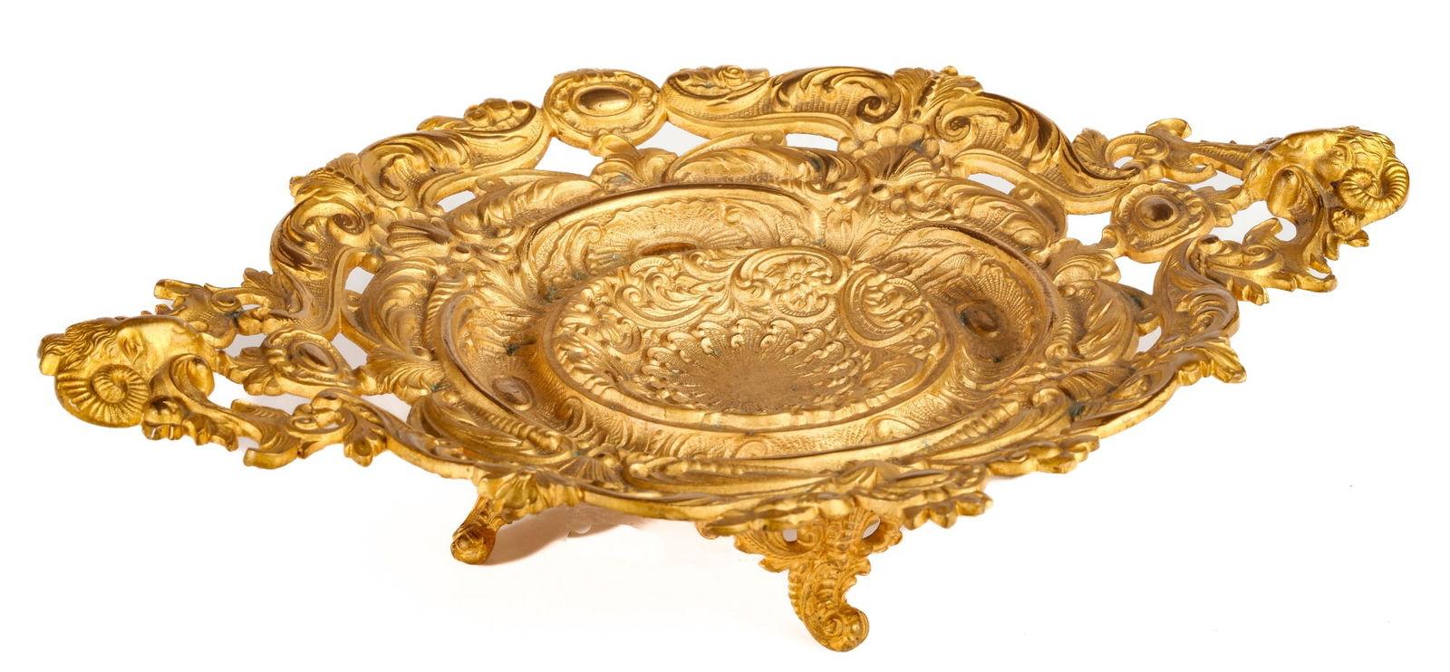 LOUIS XV GILT BRONZE TAZZA with RAMS HEAD HANDLES (1 of 12)
