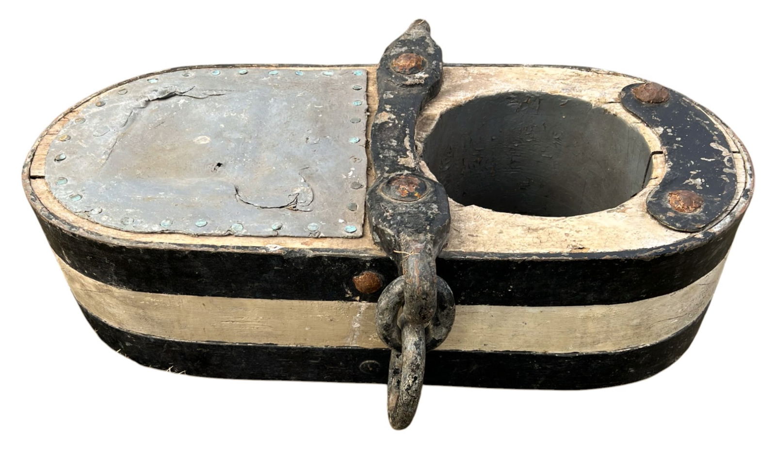 RARE (19th c) MAST CAP BLOCK FOR SHIP SS HARTFORD (1 of 4)