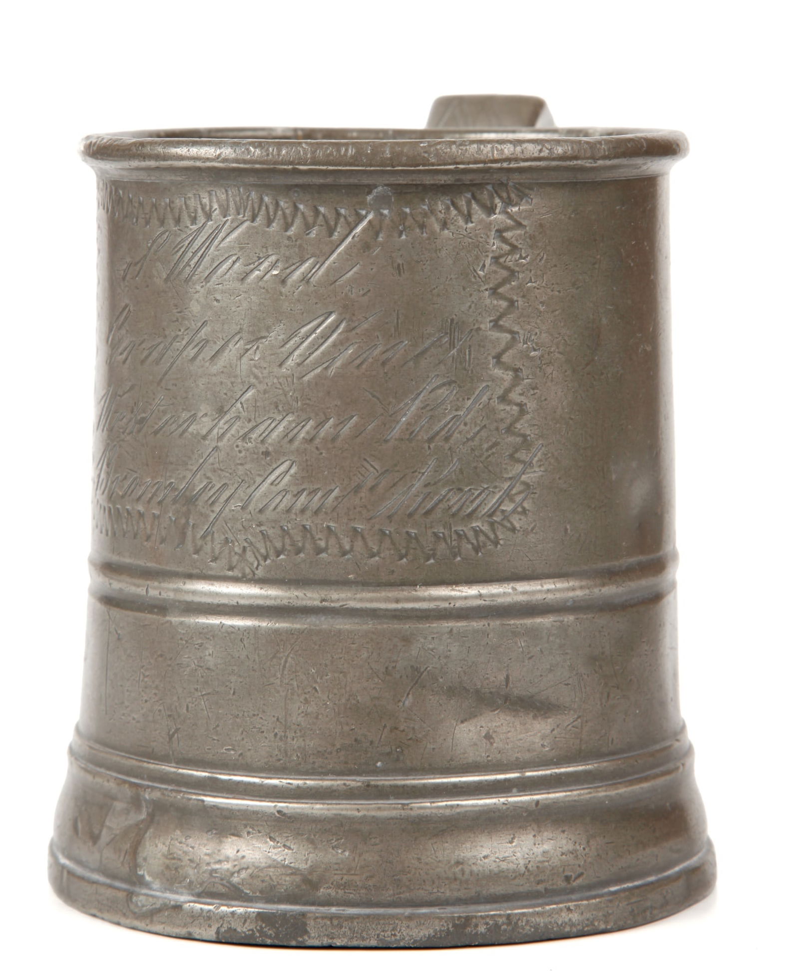 ENGRAVED (18th/19th c) ENGLISH PEWTER MUG (1 of 7)