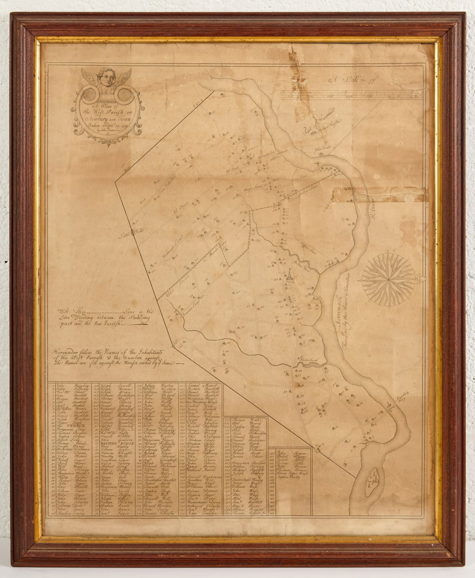 (19th c) REPRODUCTION of (18th c) MAP of NEWBURY (1 of 8)