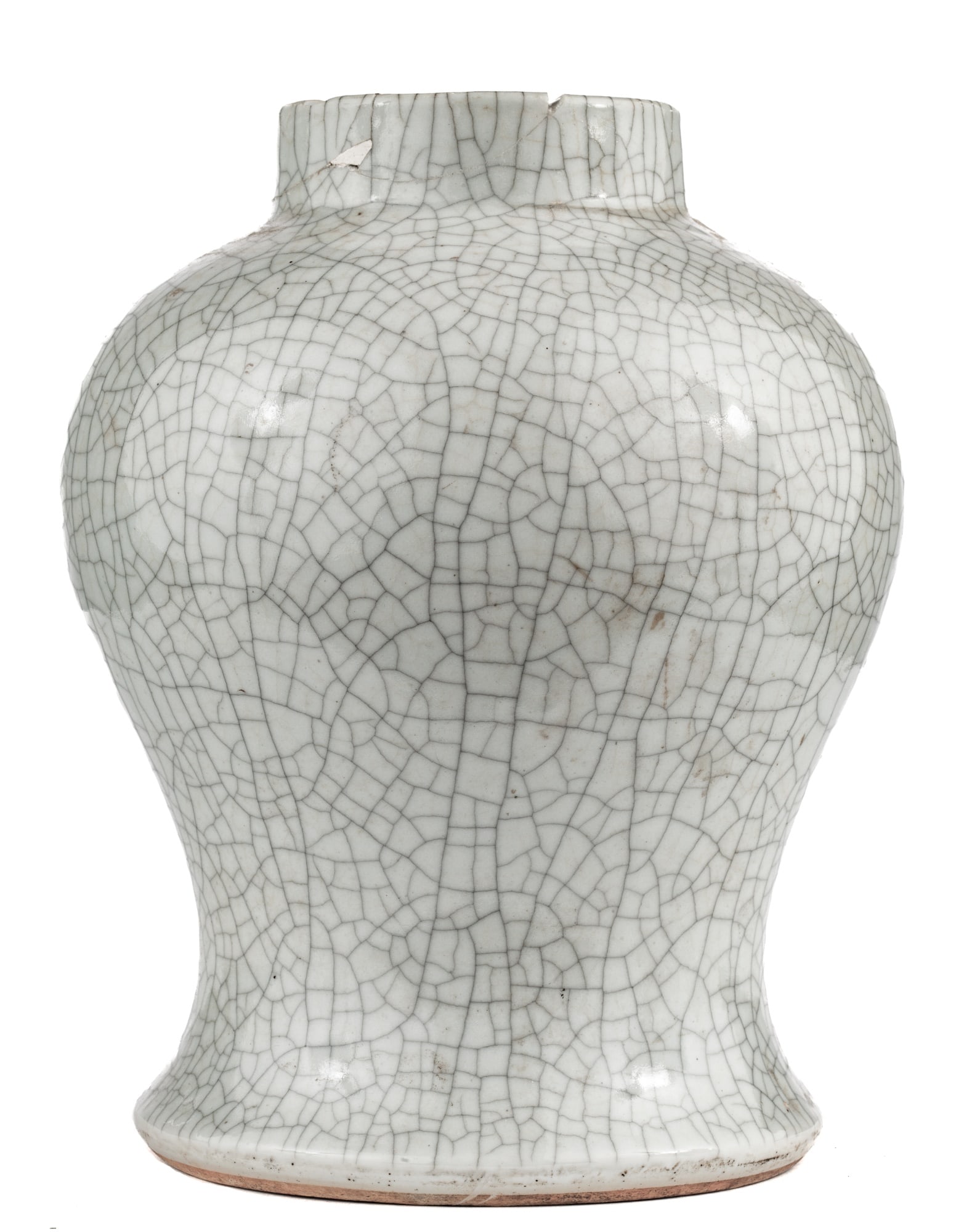 (19th c) CHINESE CRACKLE GLAZED BALUSTER JAR (1 of 16)