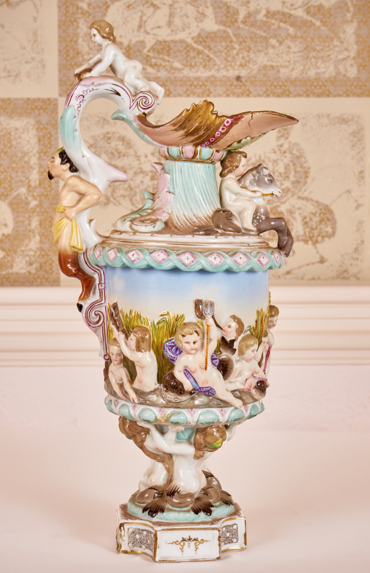 SIGNED CONTINENTAL PORCELAIN NEREID EWER (1 of 12)