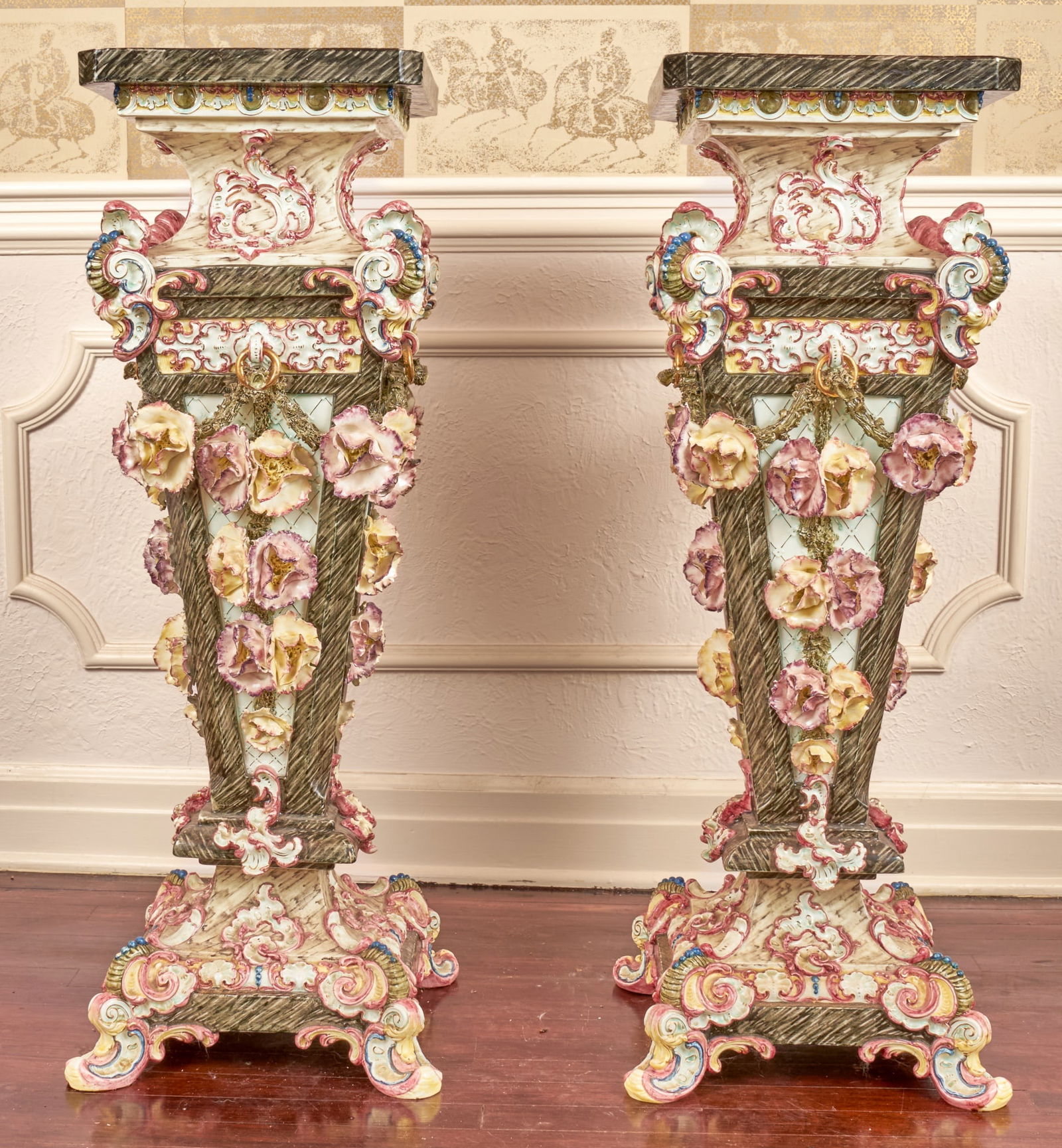 PAIR of FULL SIZE MAJOLICA PEDESTALS (1 of 20)