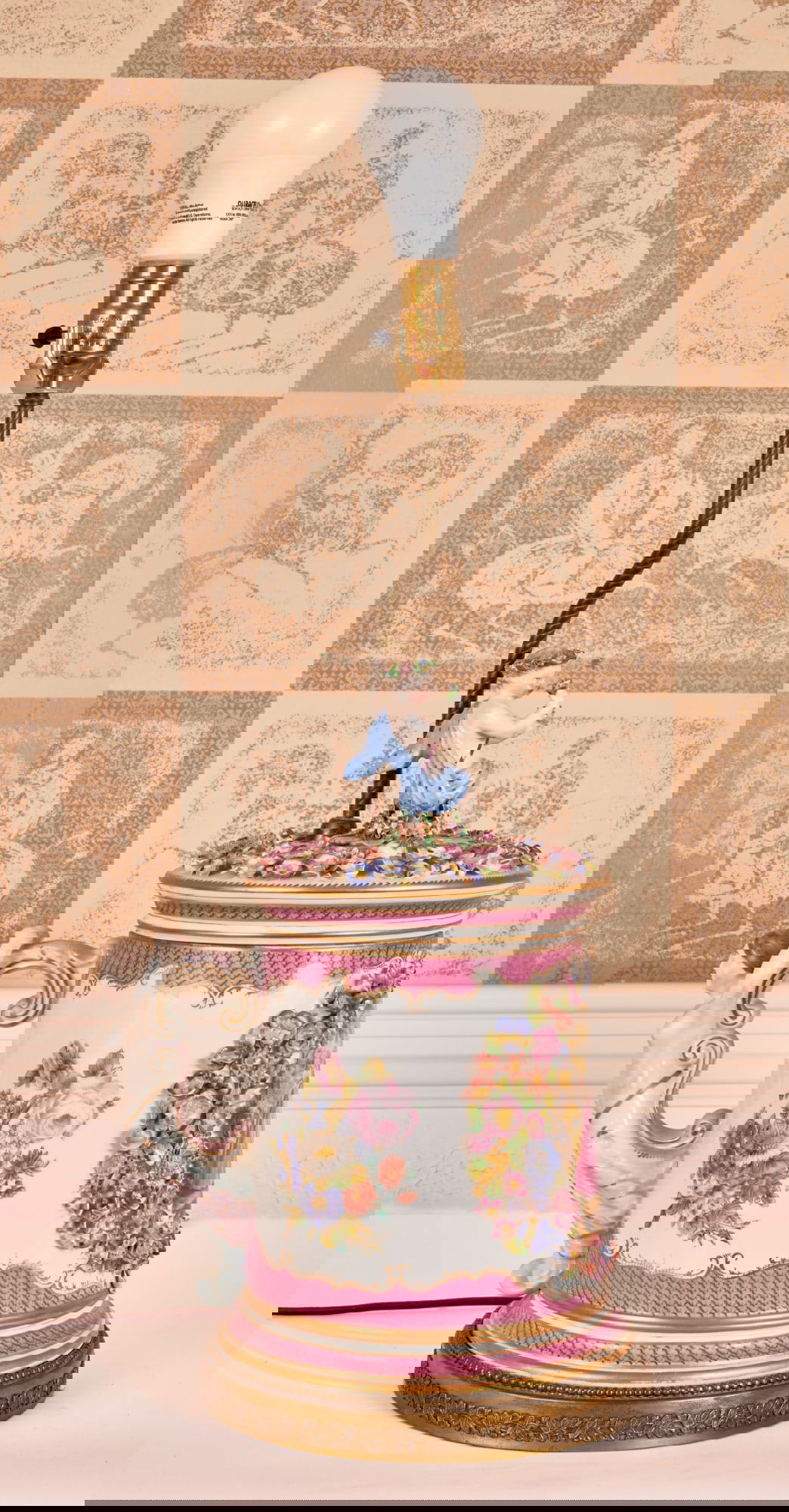 LARGE GERMAN PORCELAIN TANKARD with APPLIED FLORET (1 of 15)