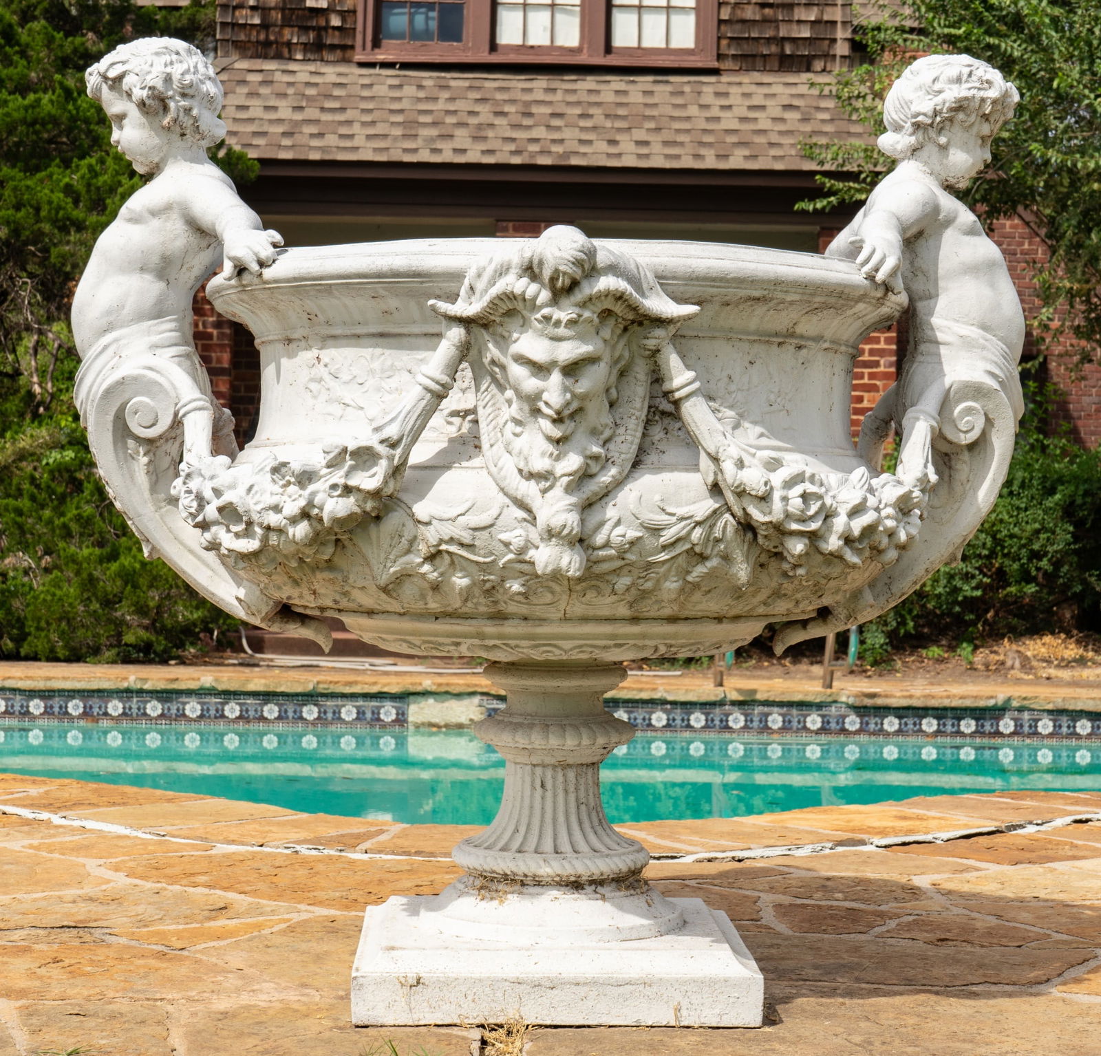 IMMENSE (19th c) J.W. FISKE & CO. CAST ZINC URN (1 of 9)