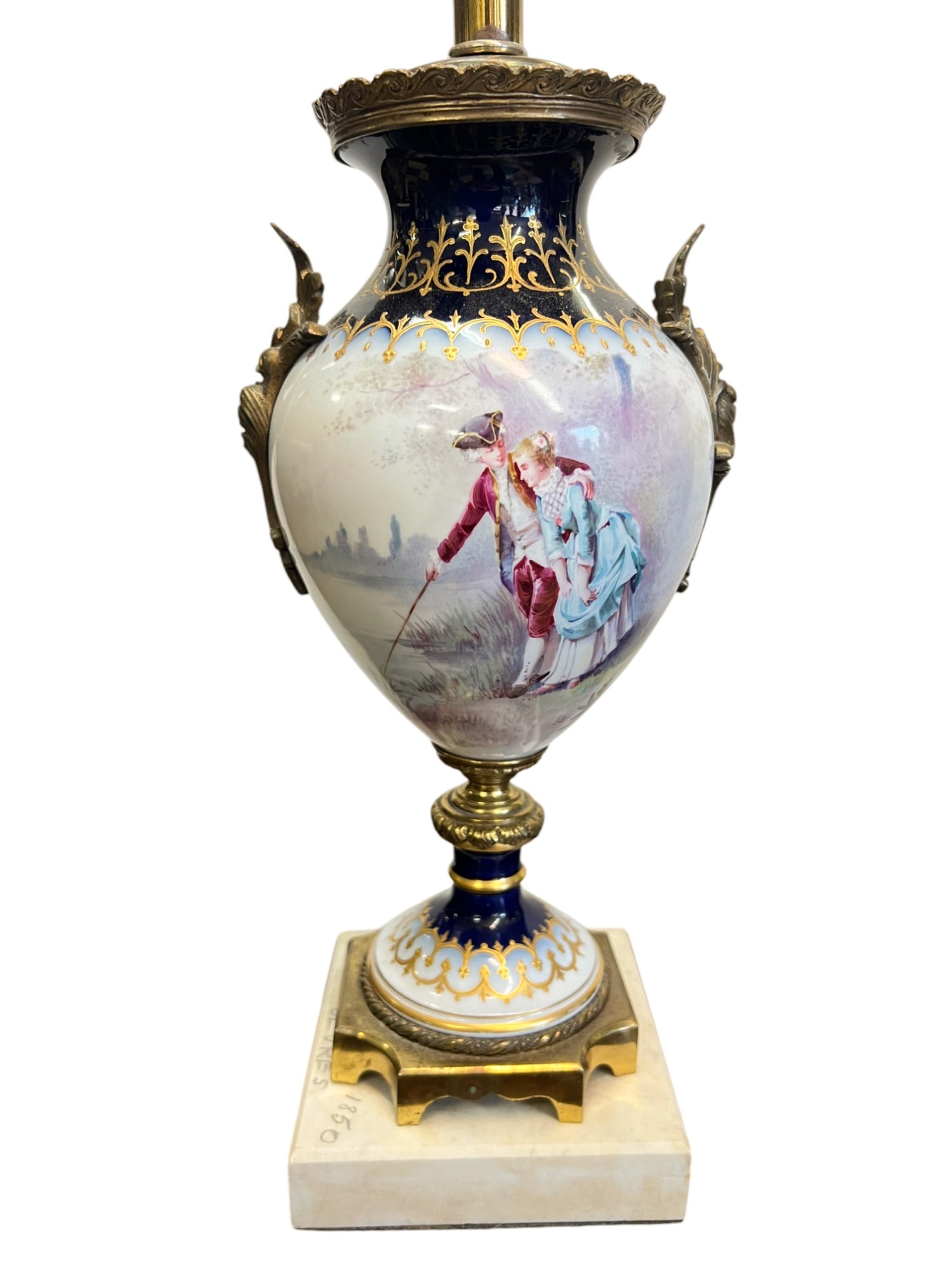 C. VELLY HAND PAINTED SEVRES PORCELAIN TABLE LAMP (1 of 13)