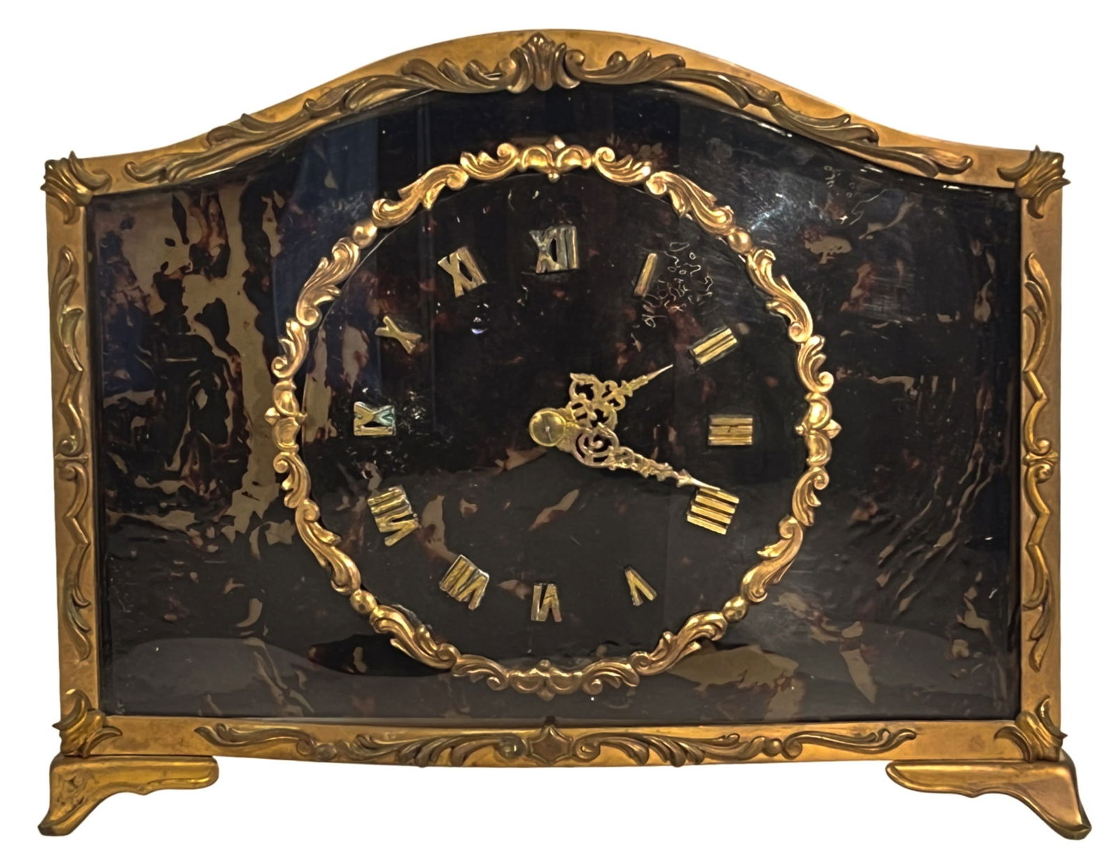 ITALIAN BAKELITE TYPE PANEL MANTEL CLOCK (1 of 13)