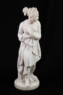 AFTER ANTONIO CANOVA (19th / 20th c): "Bathing Venus" marble 32 x 9 x 9 inches