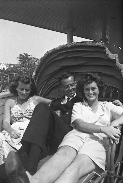 John F. Kennedy, Photographs in Palm Beach: (5) Large format negatives of Kennedys in Hyannisport including Bobby, Eunice and sister, Eunice with beau on porch, Eunice, Rosemary with beau and Bobby with nose guard. 2 3/4" x 4 1/2" each. Enlarge